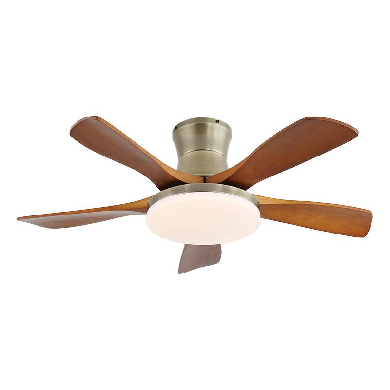 Elara Modern Brass Wood Ceiling Fan Light - Blowlighting