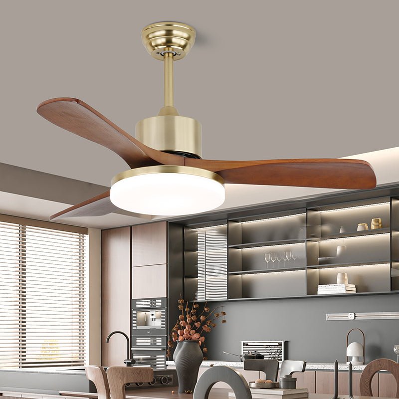 Elara Modern Brass Wood Ceiling Fan Light - Blowlighting