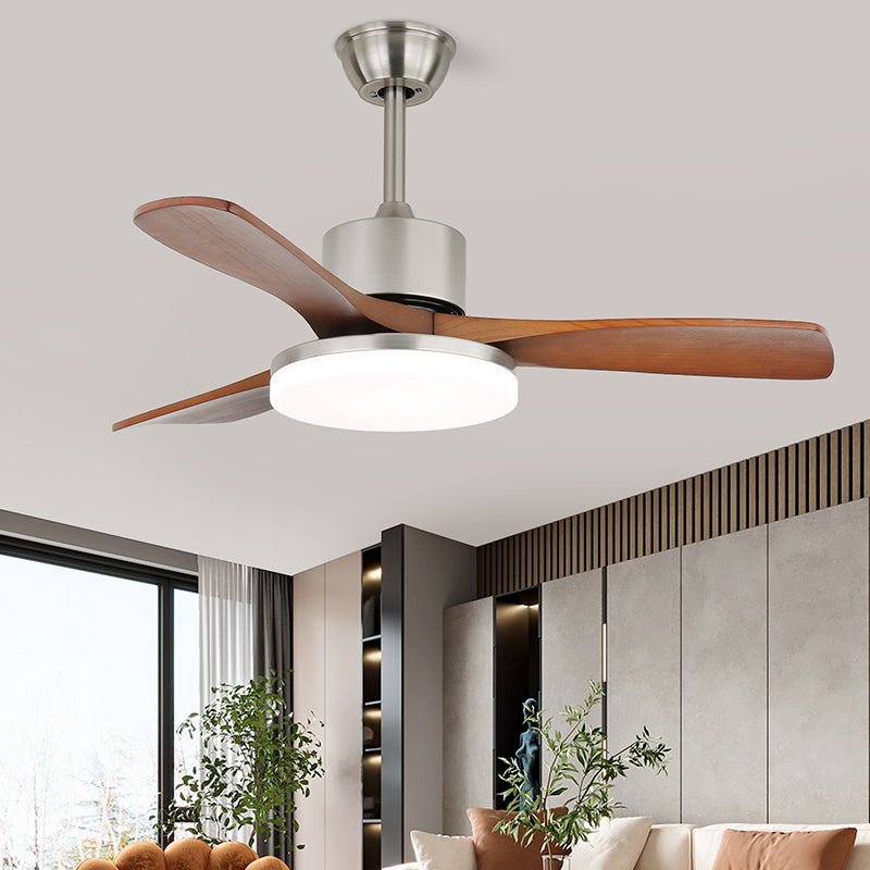 Elara Modern Brass Wood Ceiling Fan Light - Blowlighting