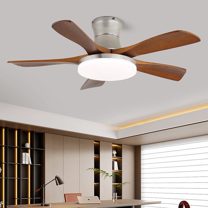 Elara Modern Brass Wood Ceiling Fan Light - Blowlighting