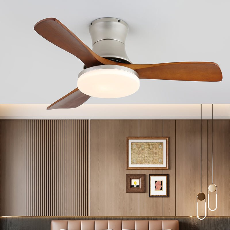 Elara Modern Brass Wood Ceiling Fan Light - Blowlighting