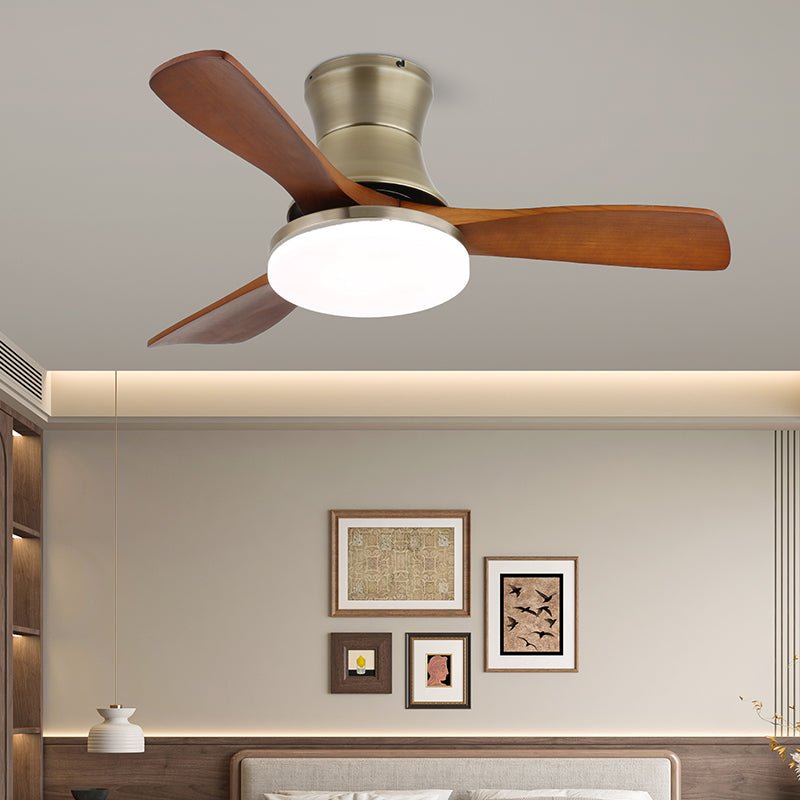 Elara Modern Brass Wood Ceiling Fan Light - Blowlighting