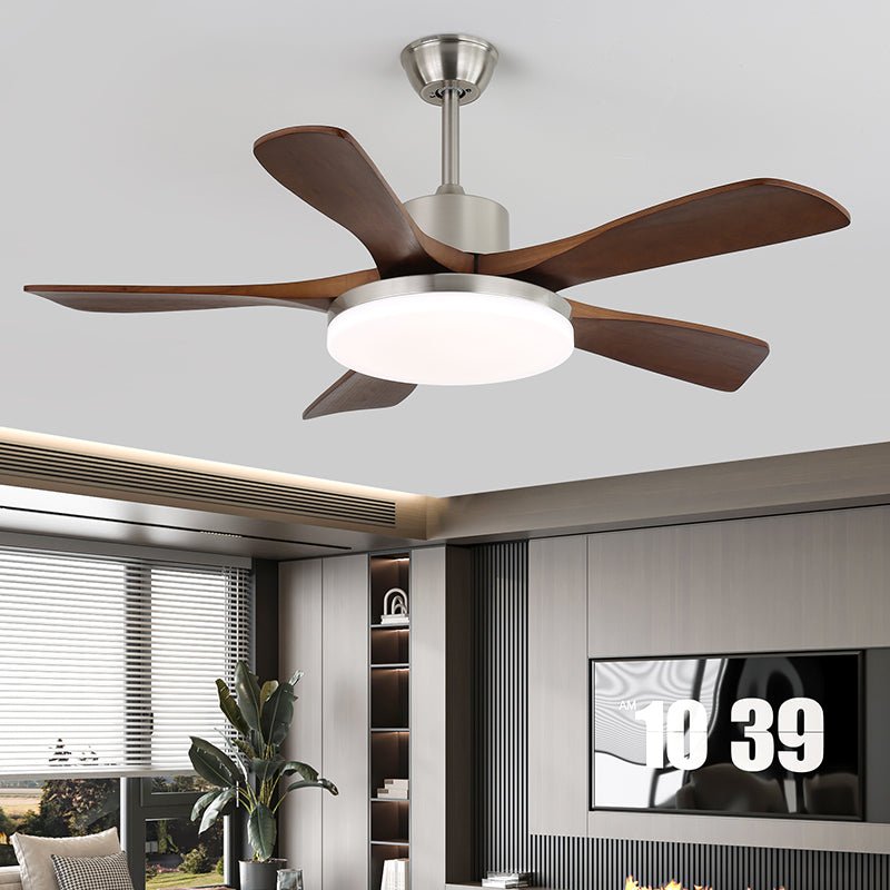 Elara Modern Brass Wood Ceiling Fan Light - Blowlighting
