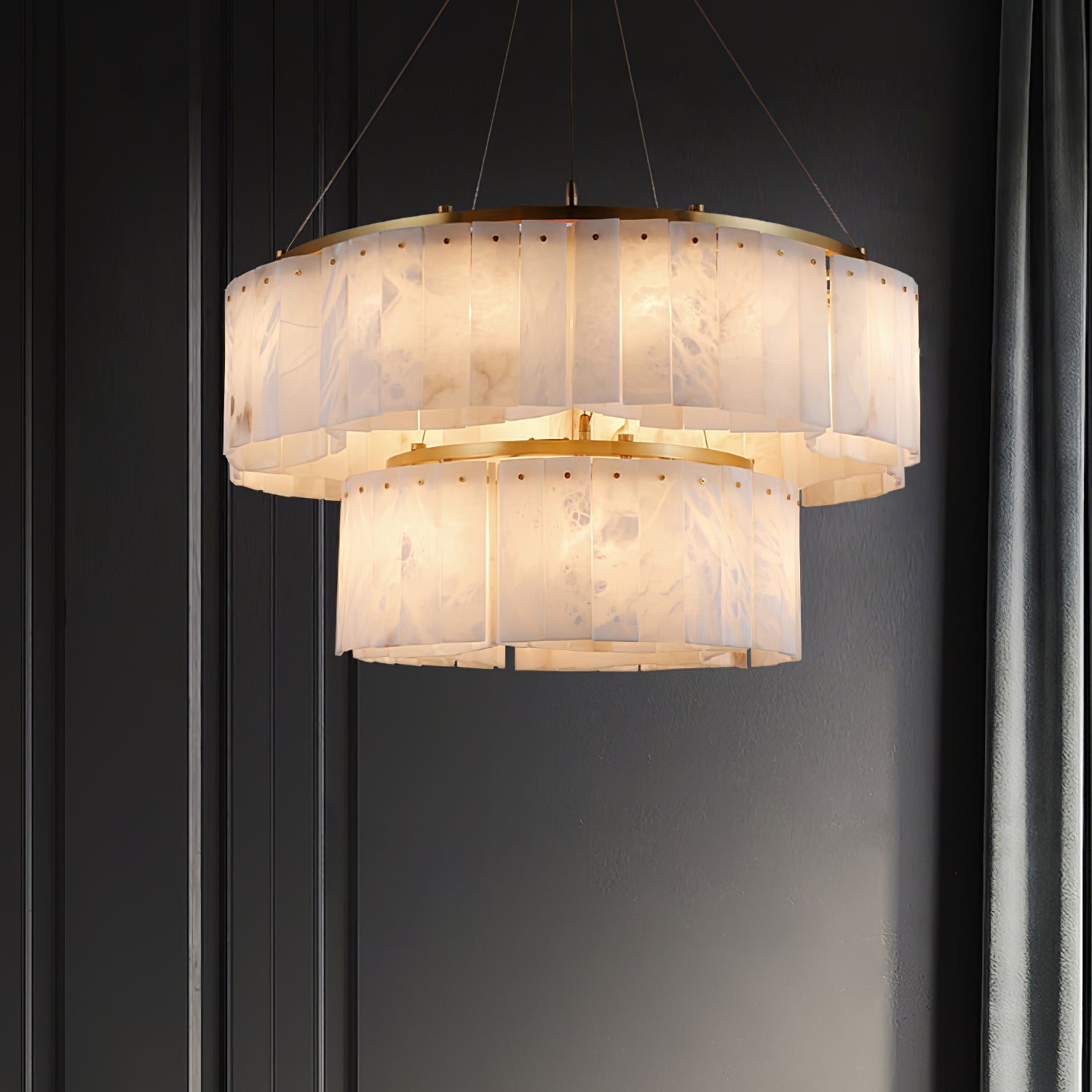 Ilveliel Double Tier Alabaster Pendant Light - Blowlighting