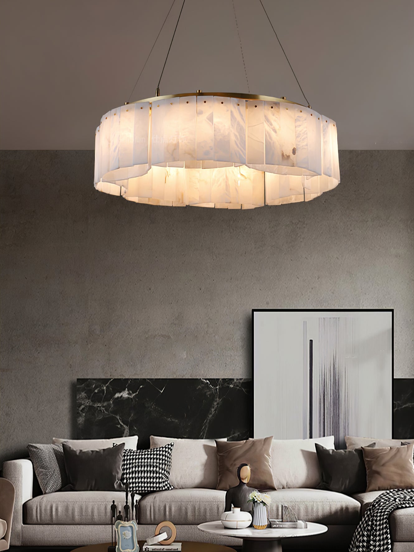 Ilveliel Double Tier Alabaster Pendant Light - Blowlighting