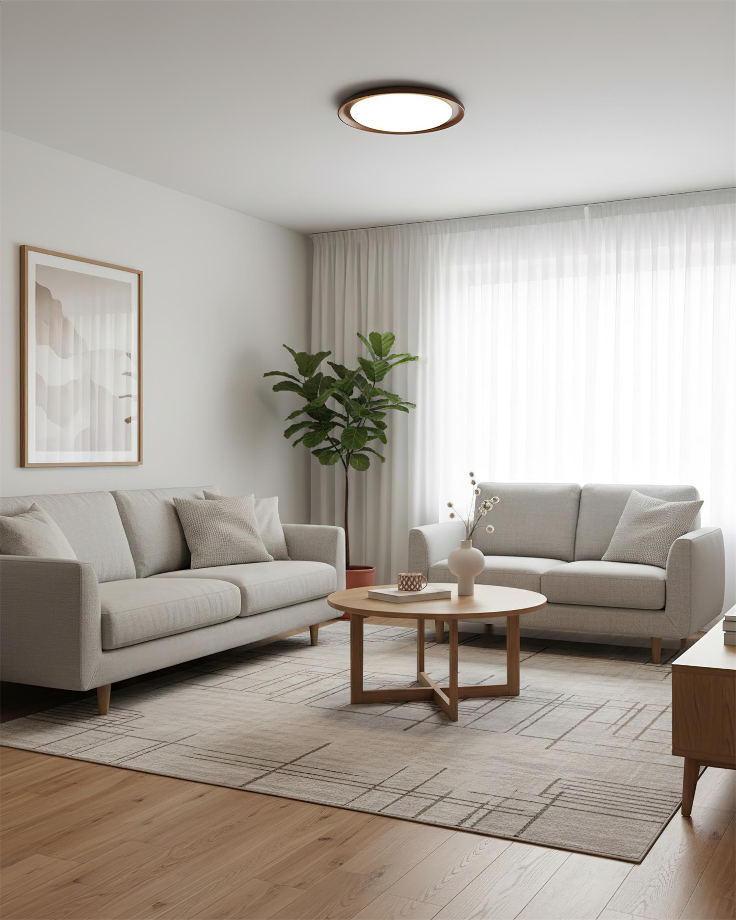 Velin Wood Edge Ceiling Lamp