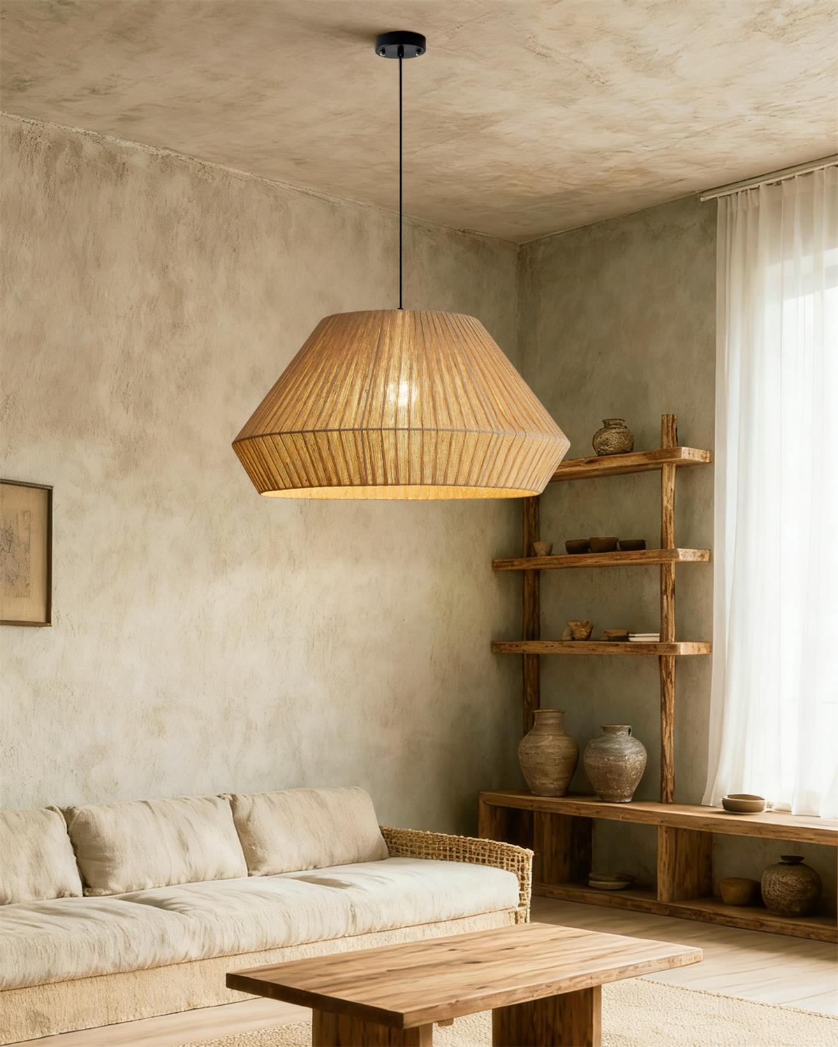 Velora Rustic Cloth Pendant Light
