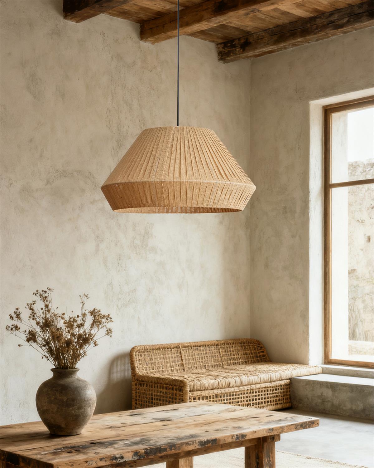 Velora Rustic Cloth Pendant Light