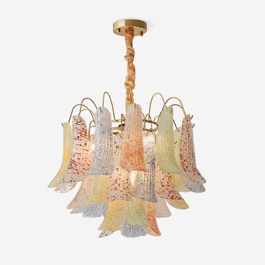 Aurora Chandelier Colorful Murano Glass Petals Vintage - Blowlighting