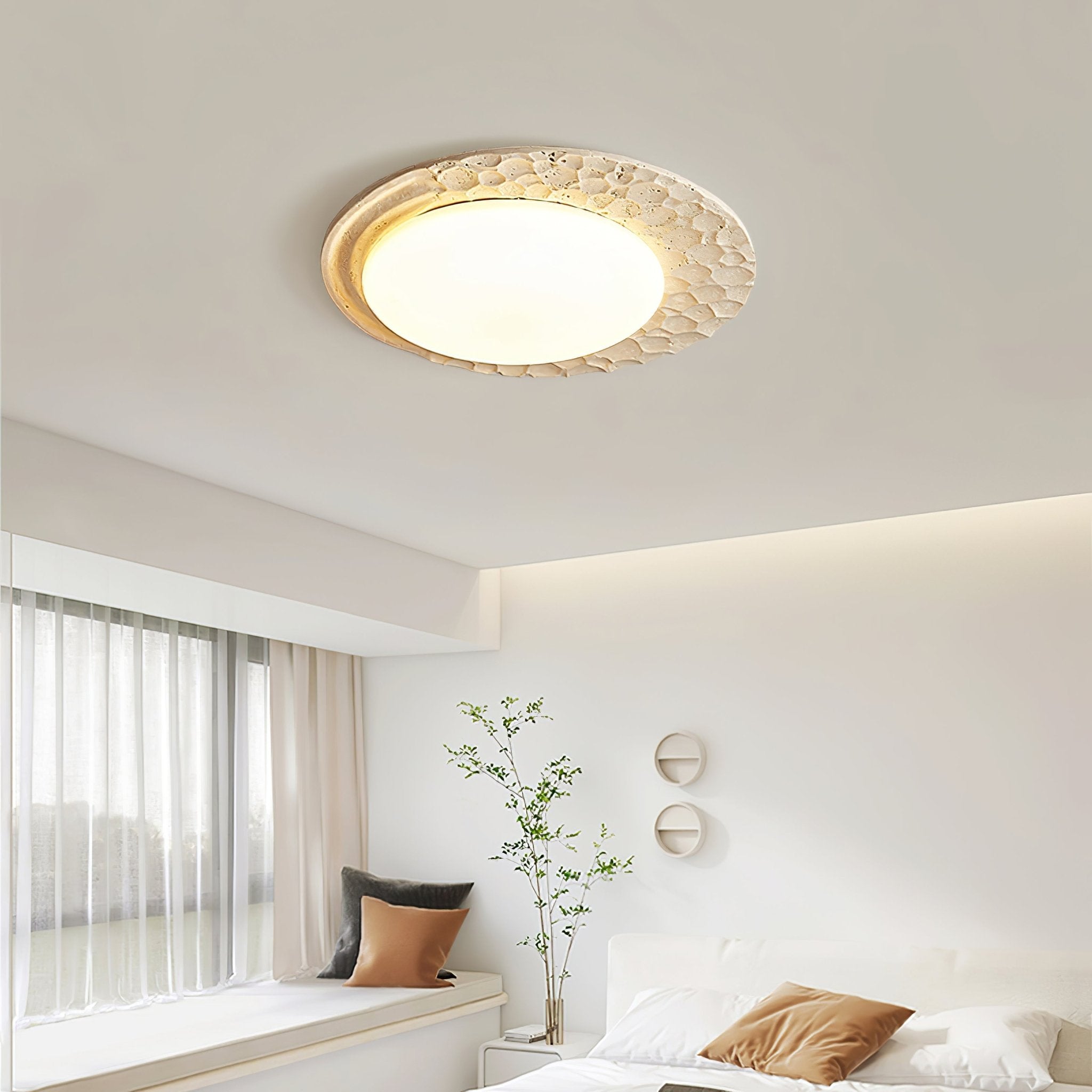 Ivsoris Textured Travertine Ceiling Light - Blowlighting