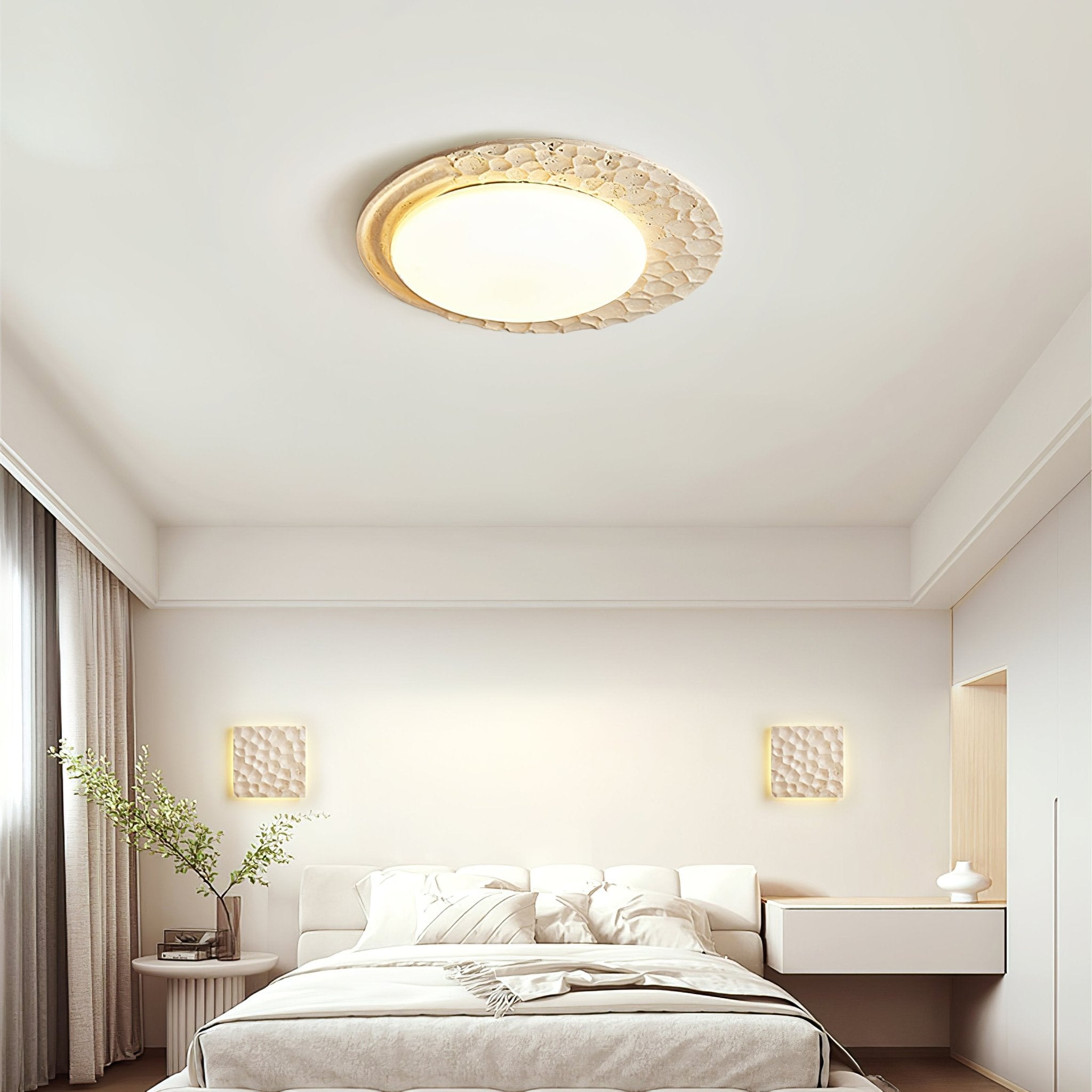 Ivsoris Textured Travertine Ceiling Light - Blowlighting