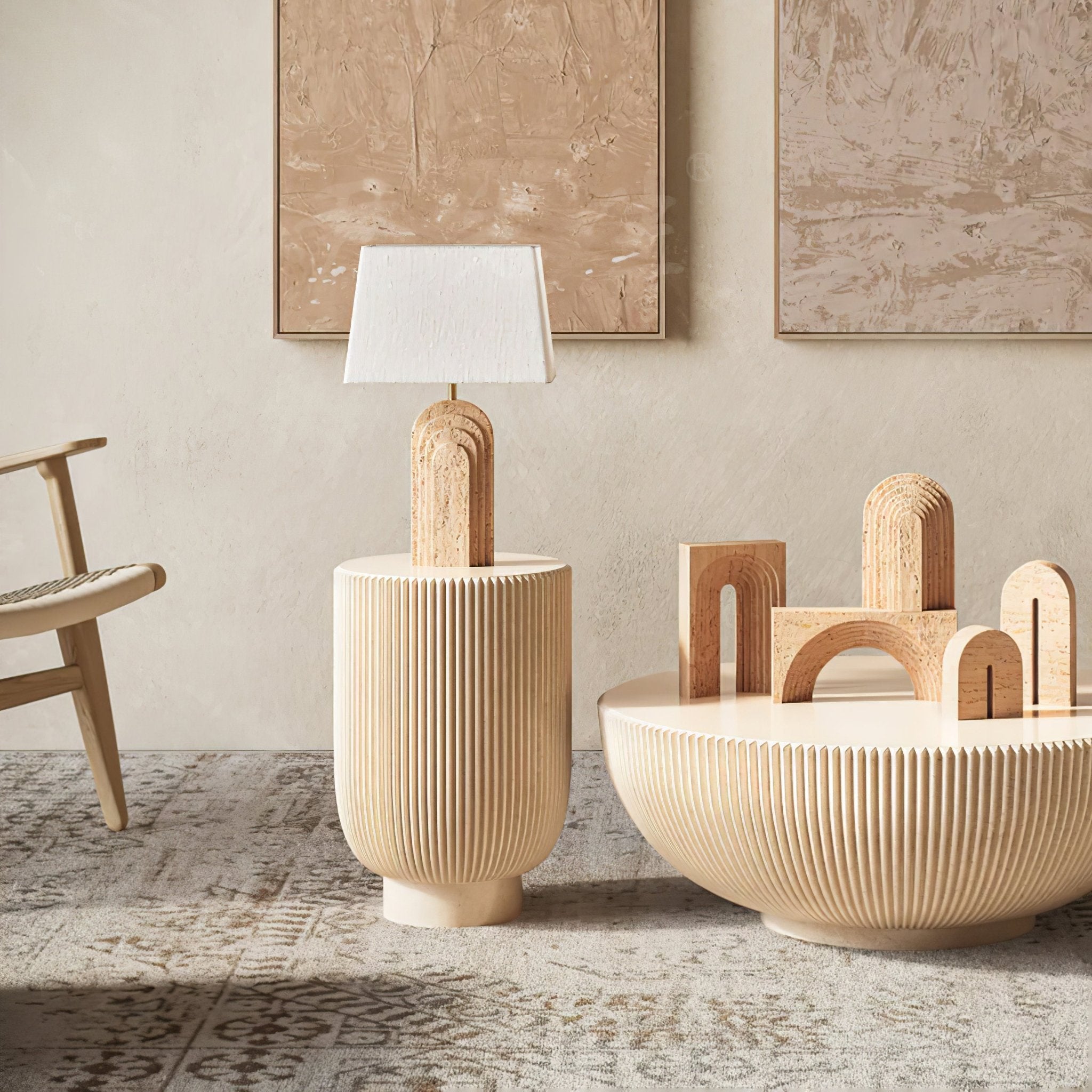 Livia Travertine Table Lamp - Blowlighting