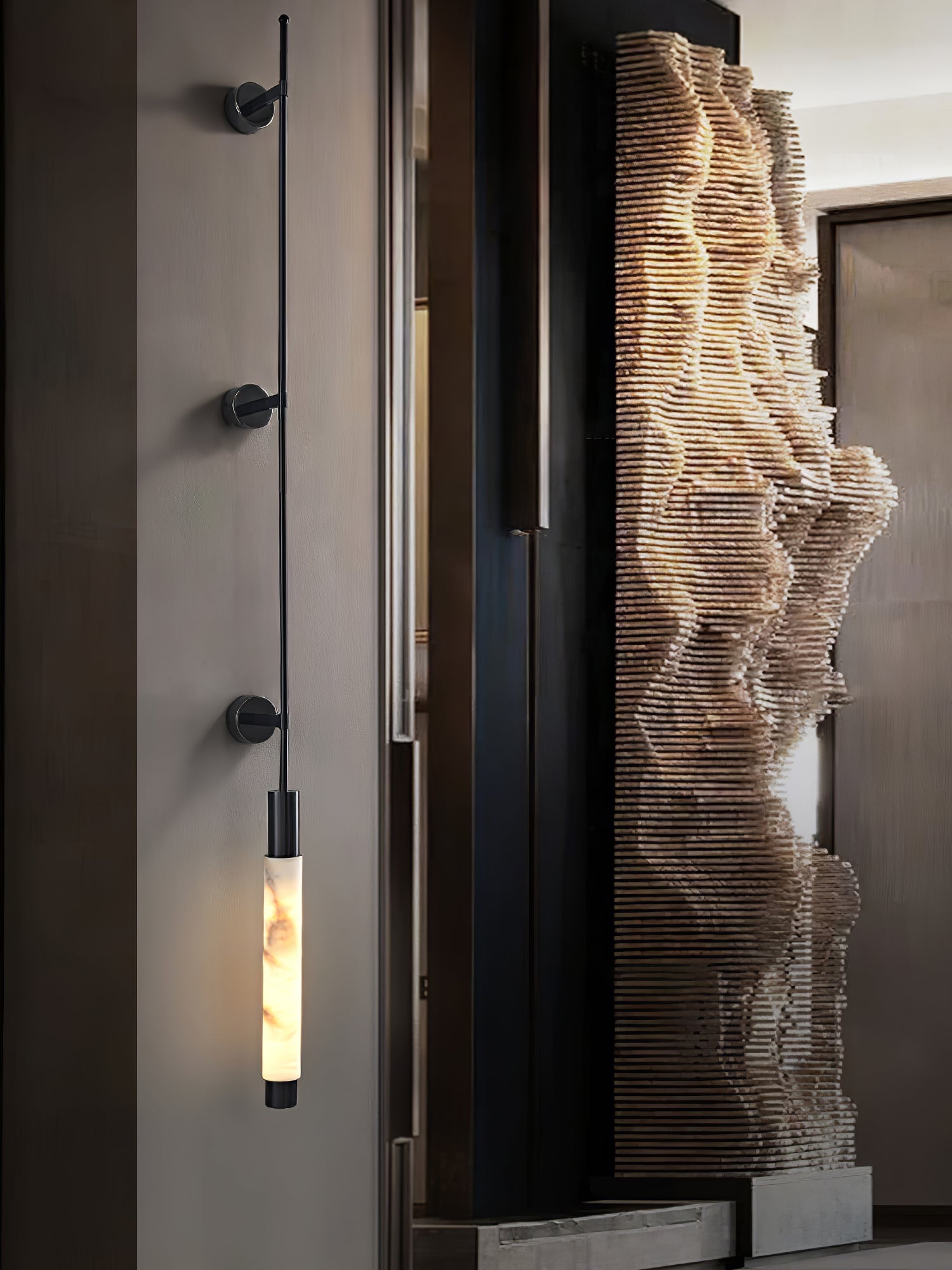 Veyra Minimalist Alabaster Wall Light - Blowlighting