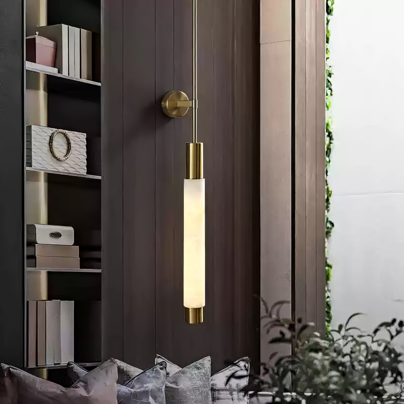 Veyra Minimalist Alabaster Wall Light - Blowlighting