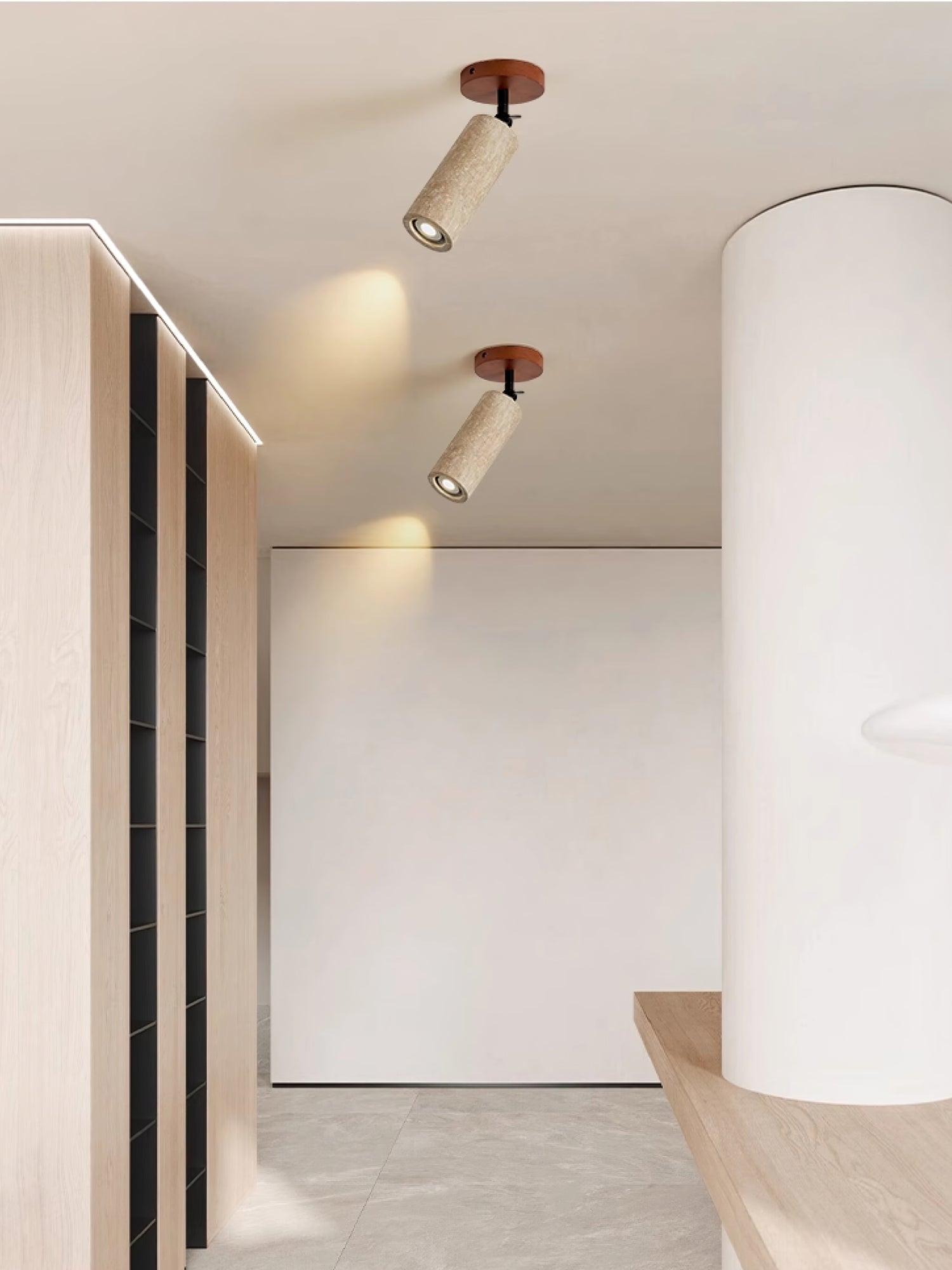 Zarinila Cylindrical-Tube Travertine Wall Light SEO Title - Blowlighting