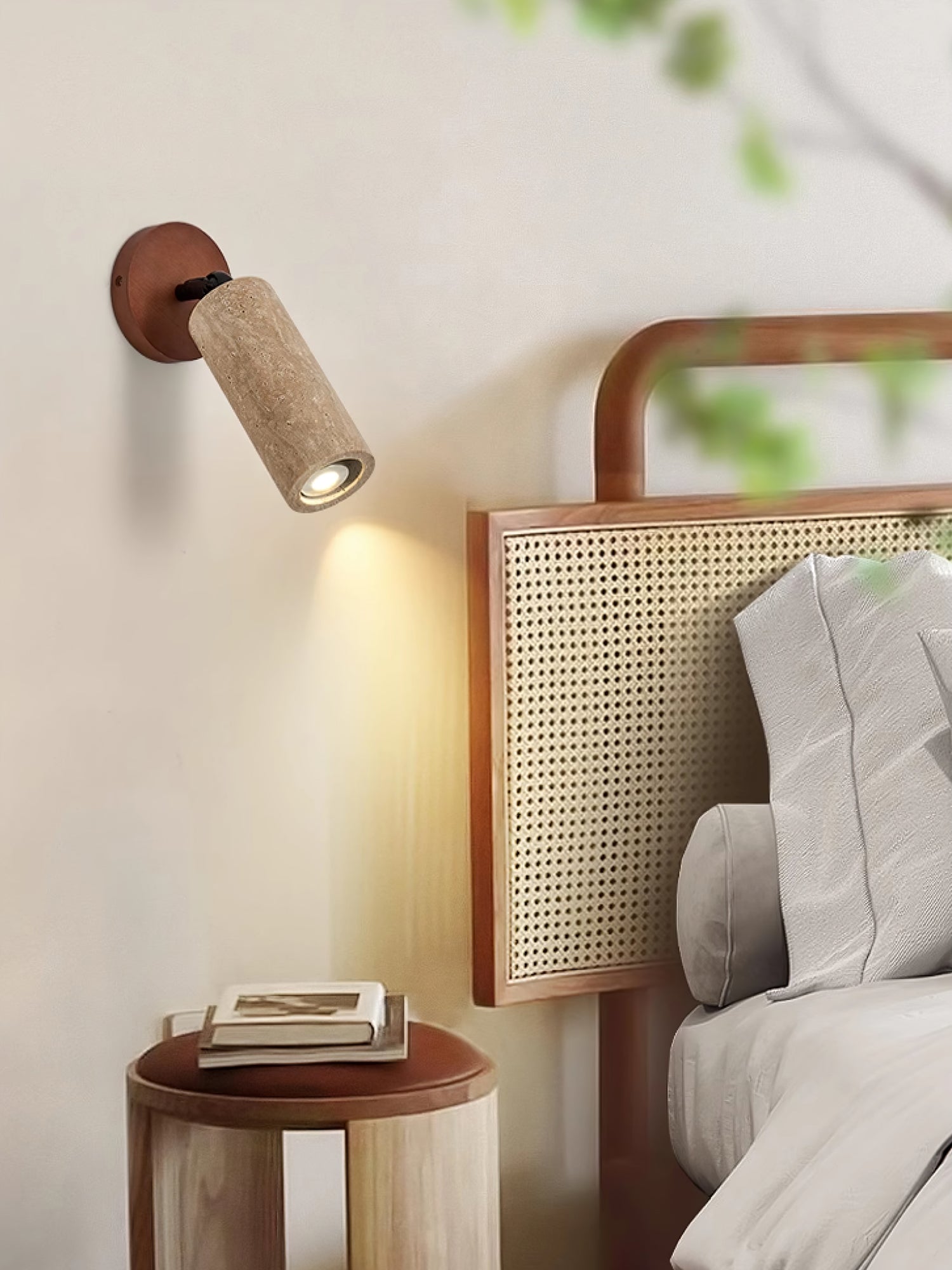 Cesilyra Swivel Cylinder Travertine Wall Light - Blowlighting
