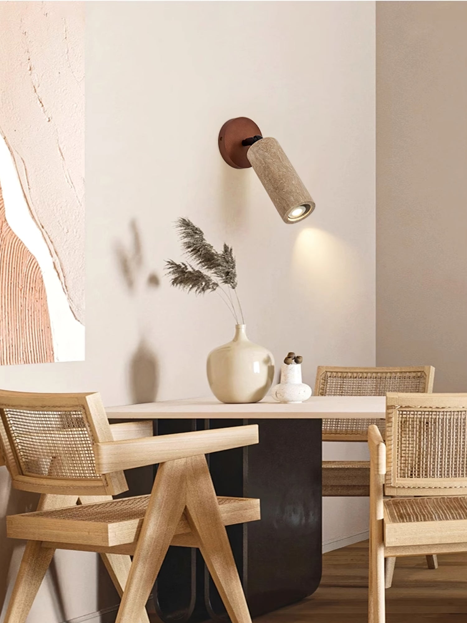 Cesilyra Swivel Cylinder Travertine Wall Light - Blowlighting