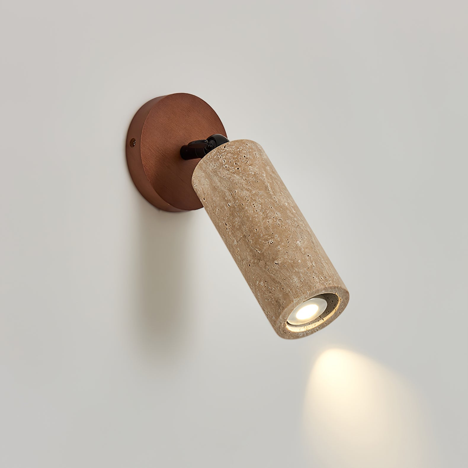Cesilyra Swivel Cylinder Travertine Wall Light - Blowlighting