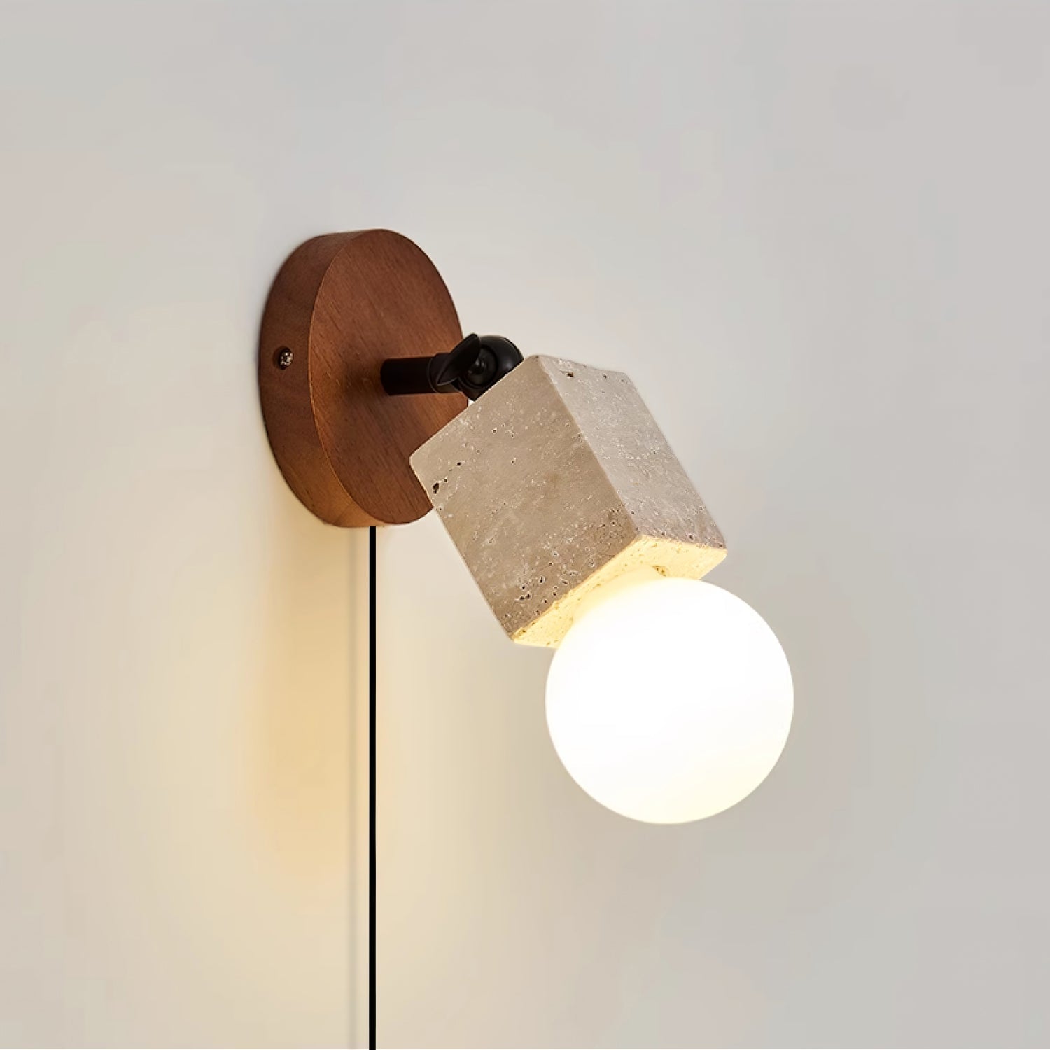 Cesilyra Swivel Cylinder Travertine Wall Light - Blowlighting