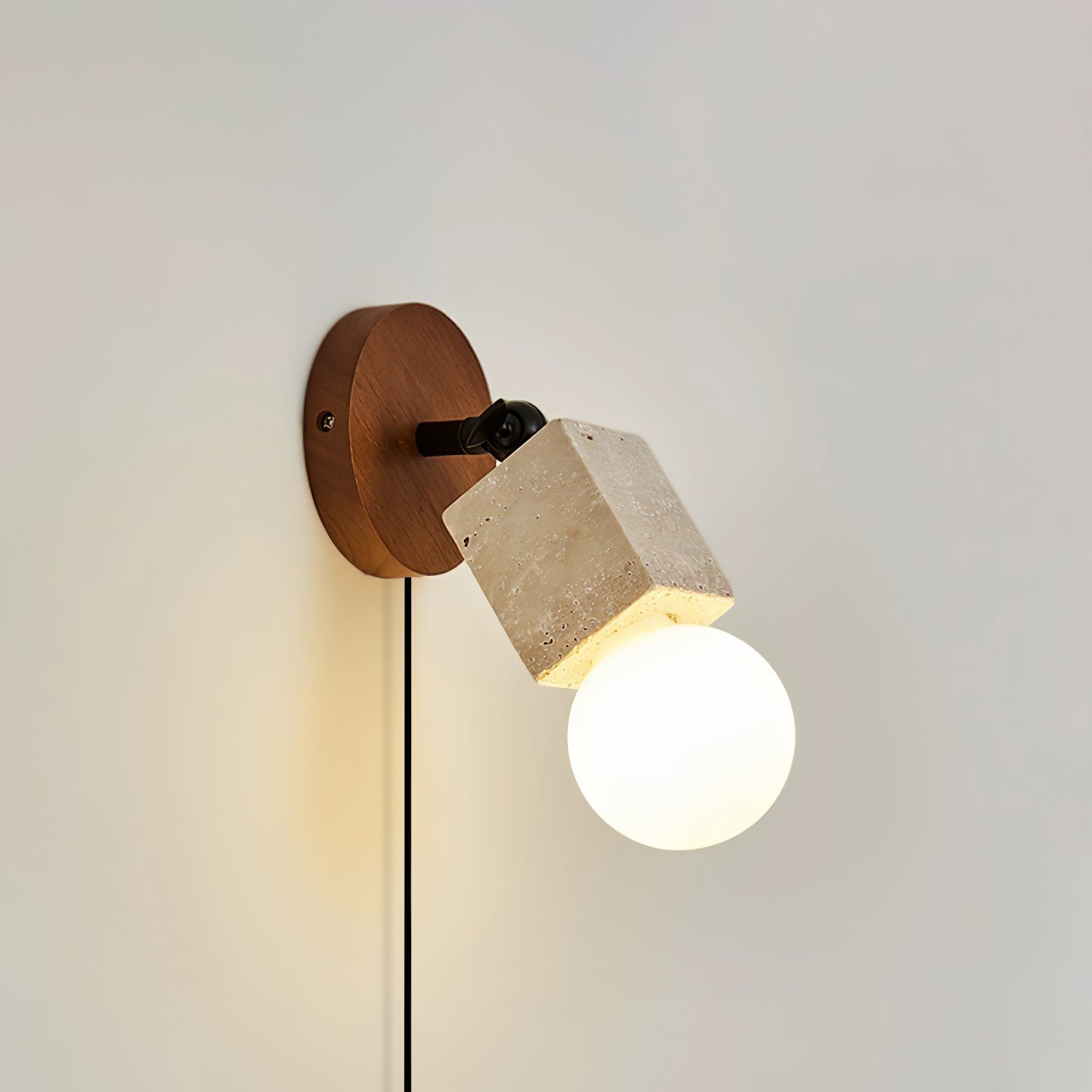 Cesilyra Swivel Cylinder Travertine Wall Light - Blowlighting