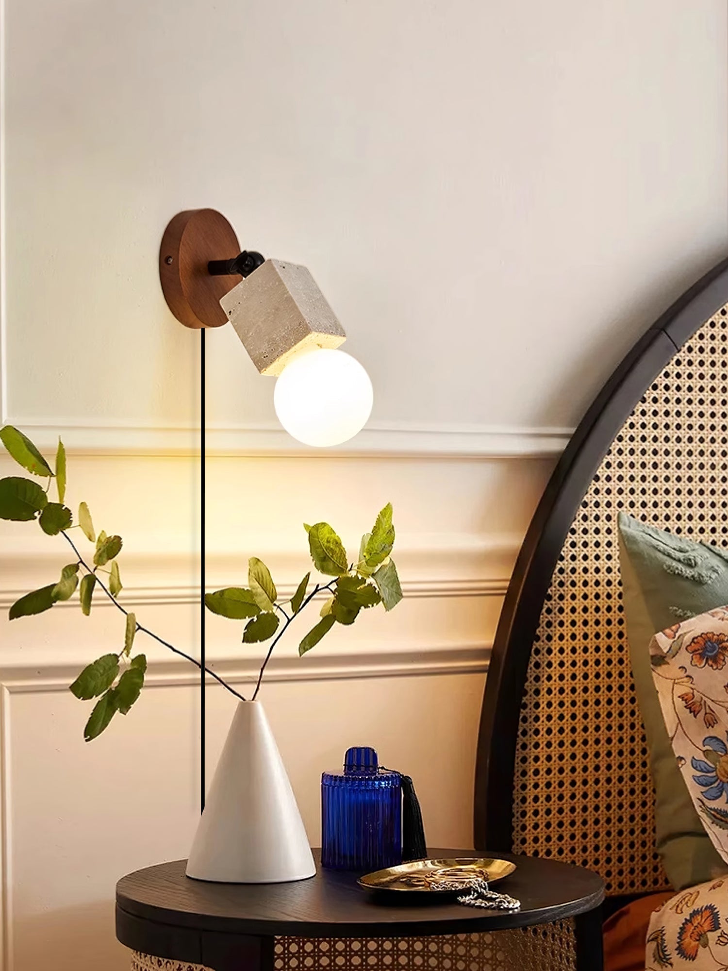 Cesilyra Swivel Cylinder Travertine Wall Light - Blowlighting