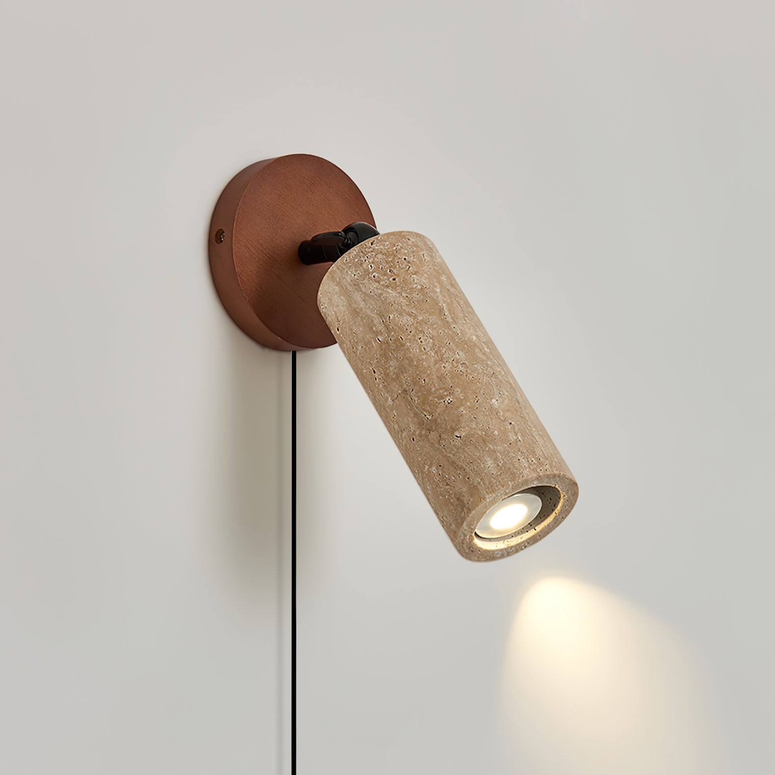 Cesilyra Swivel Cylinder Travertine Wall Light - Blowlighting