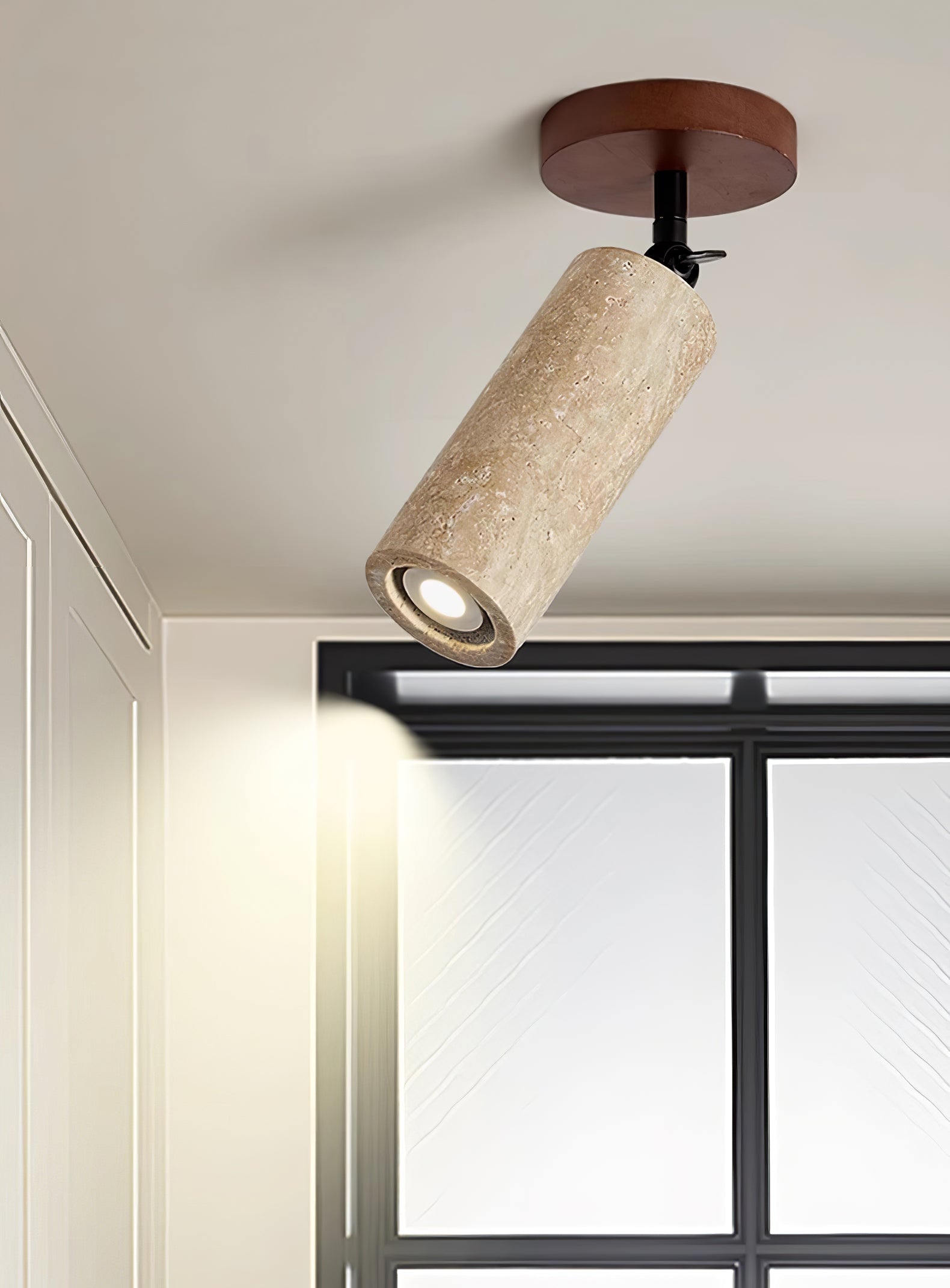 Zarinila Cylindrical-Tube Travertine Wall Light SEO Title - Blowlighting