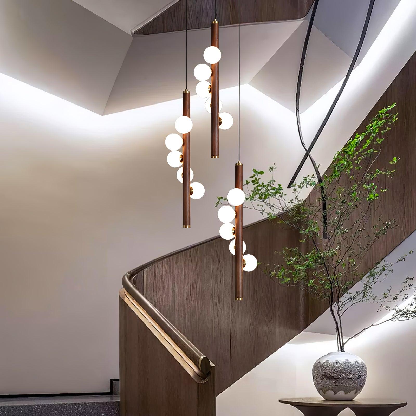 Vertical Orb Timber Pendant Lamp - Blowlighting