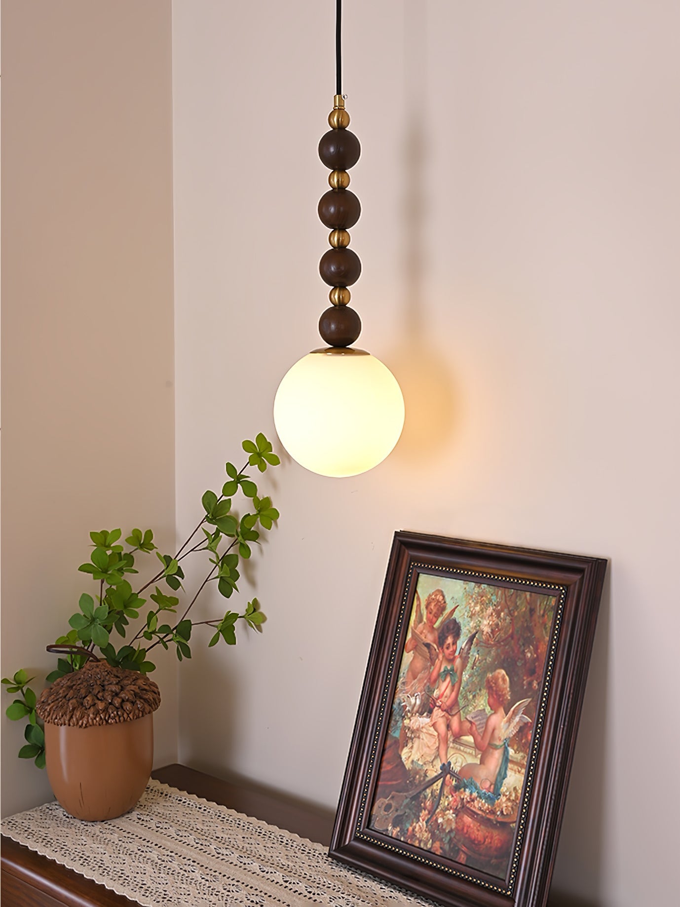 Vertical Walnut Balls Pendant Lamp - Blowlighting
