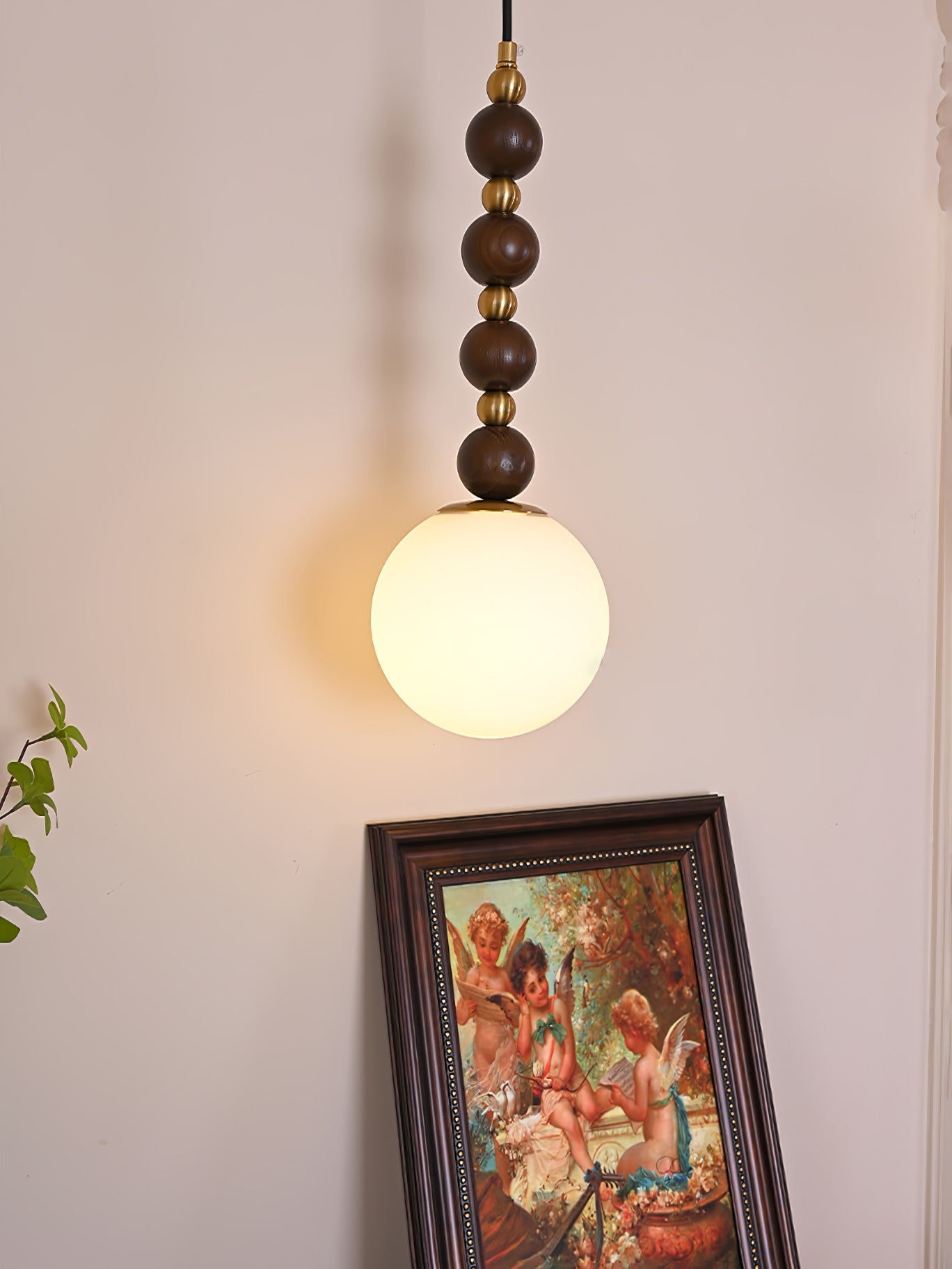 Vertical Walnut Balls Pendant Lamp - Blowlighting