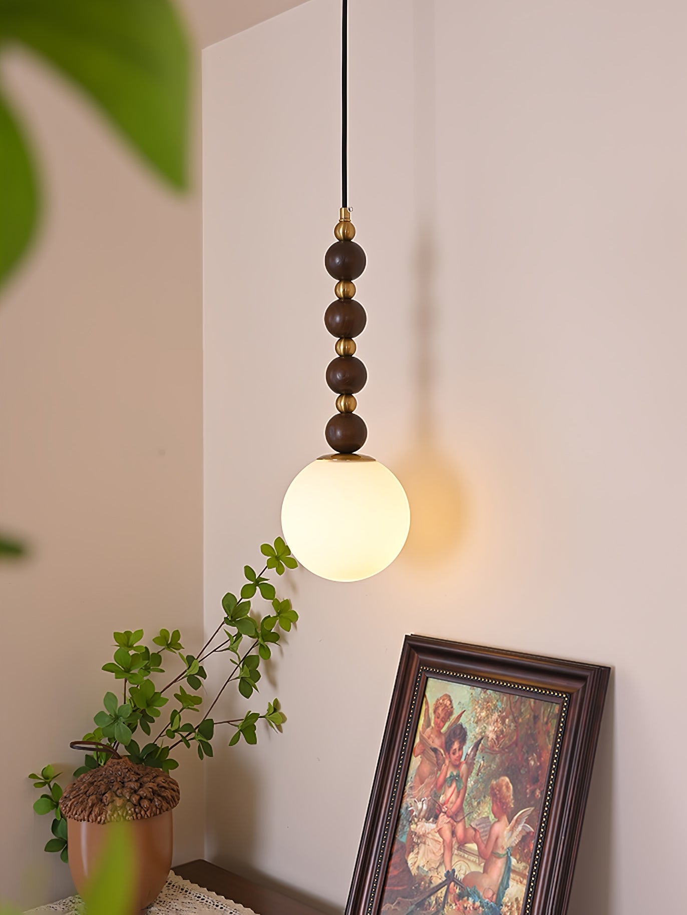 Vertical Walnut Balls Pendant Lamp - Blowlighting
