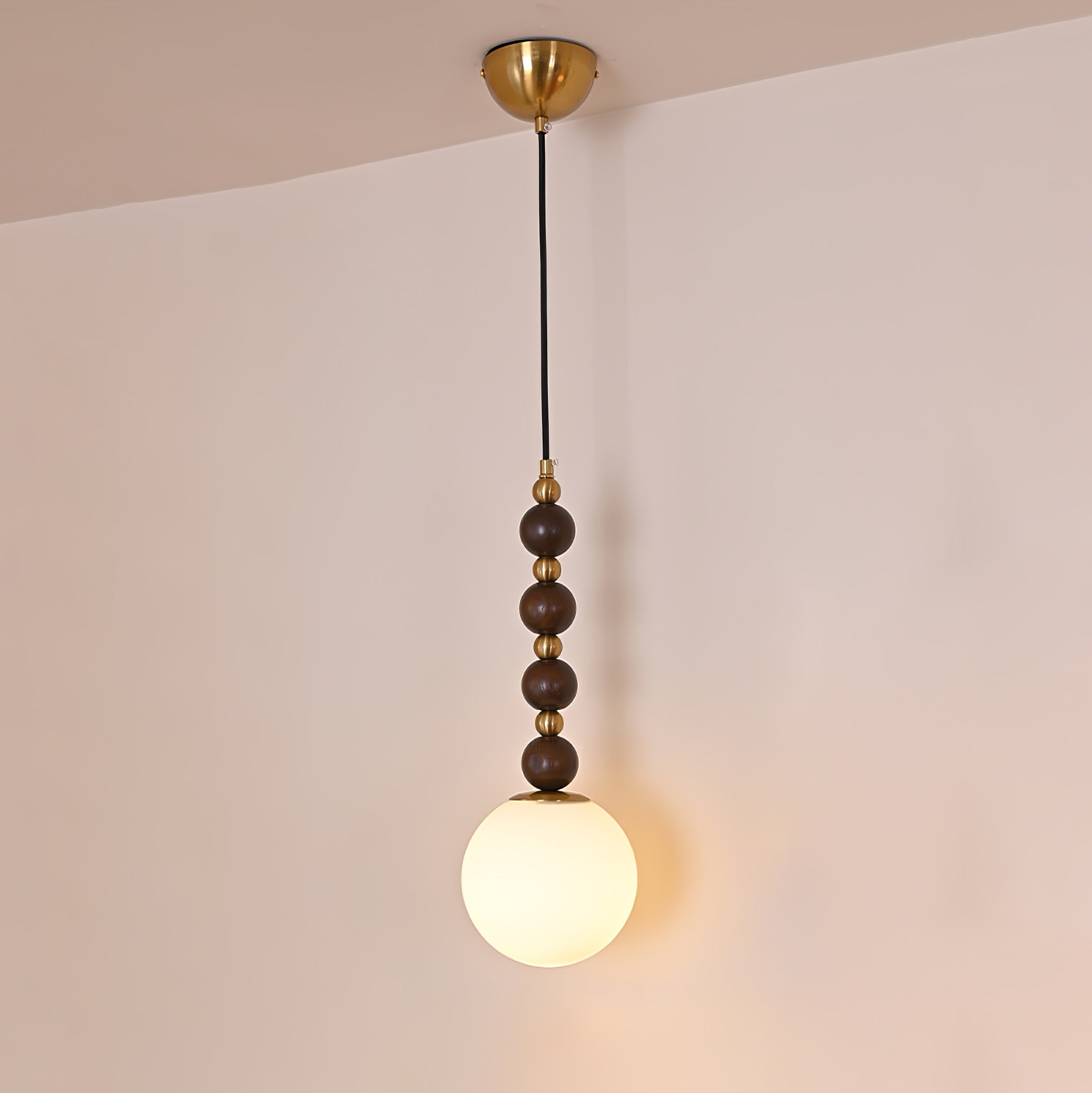 Vertical Walnut Balls Pendant Lamp - Blowlighting