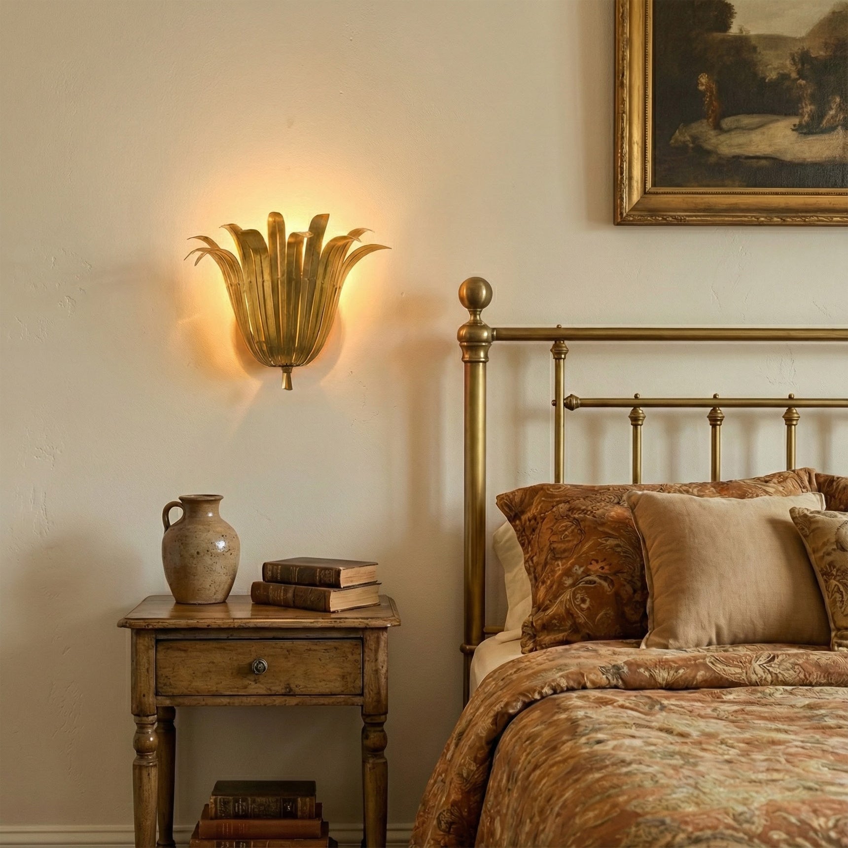 Vicenzio Vintage Metal Leaf Wall Light