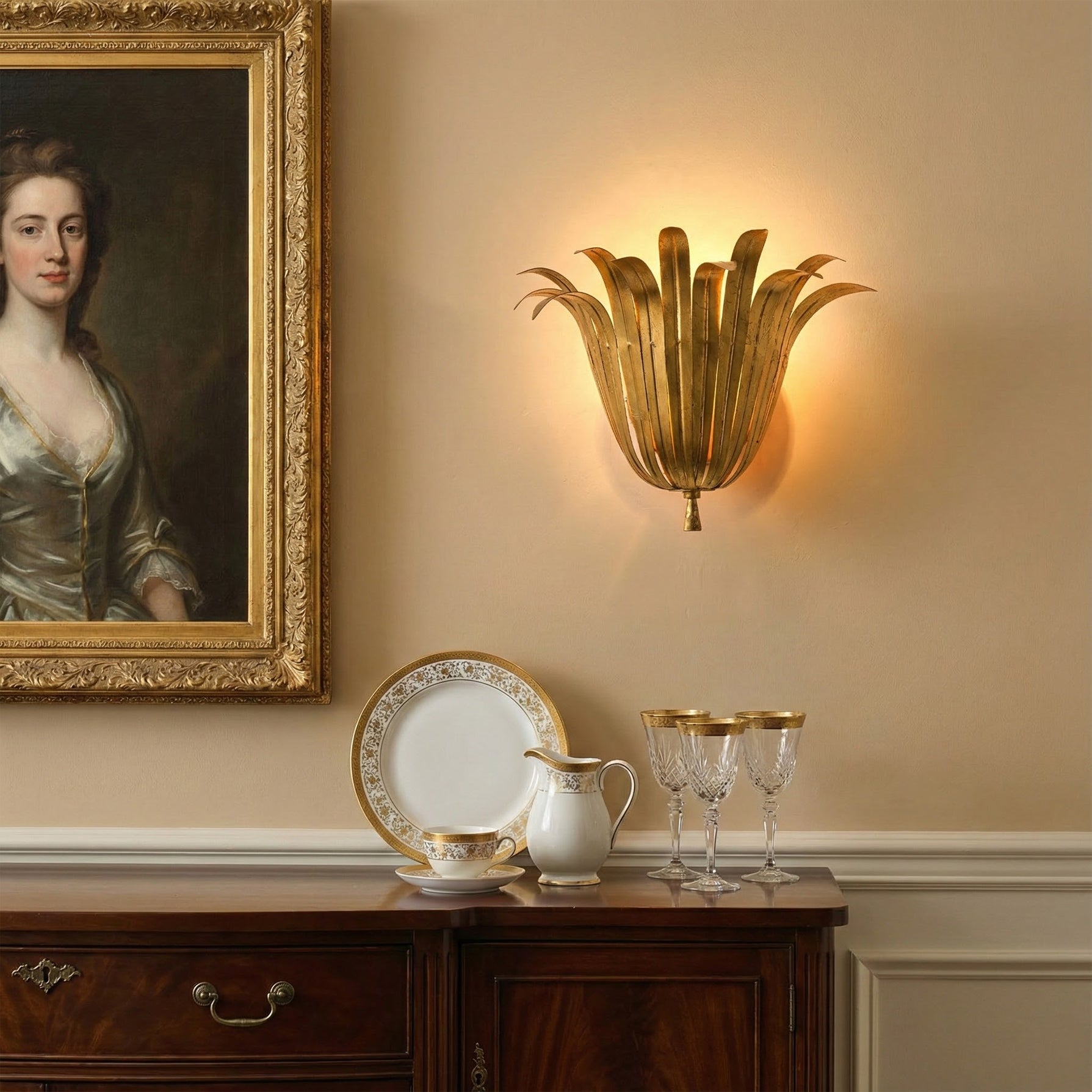 Vicenzio Vintage Metal Leaf Wall Light