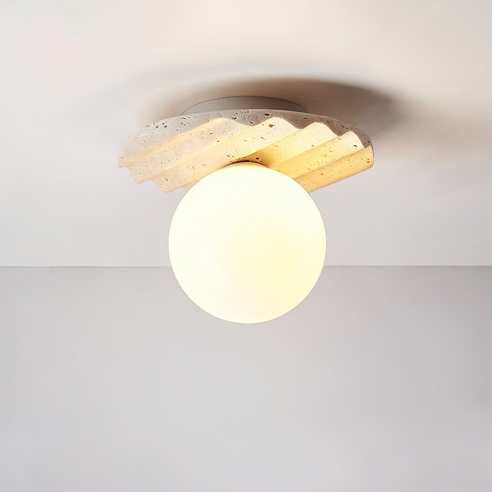 Victor Minimalist Travertine Ceiling Light