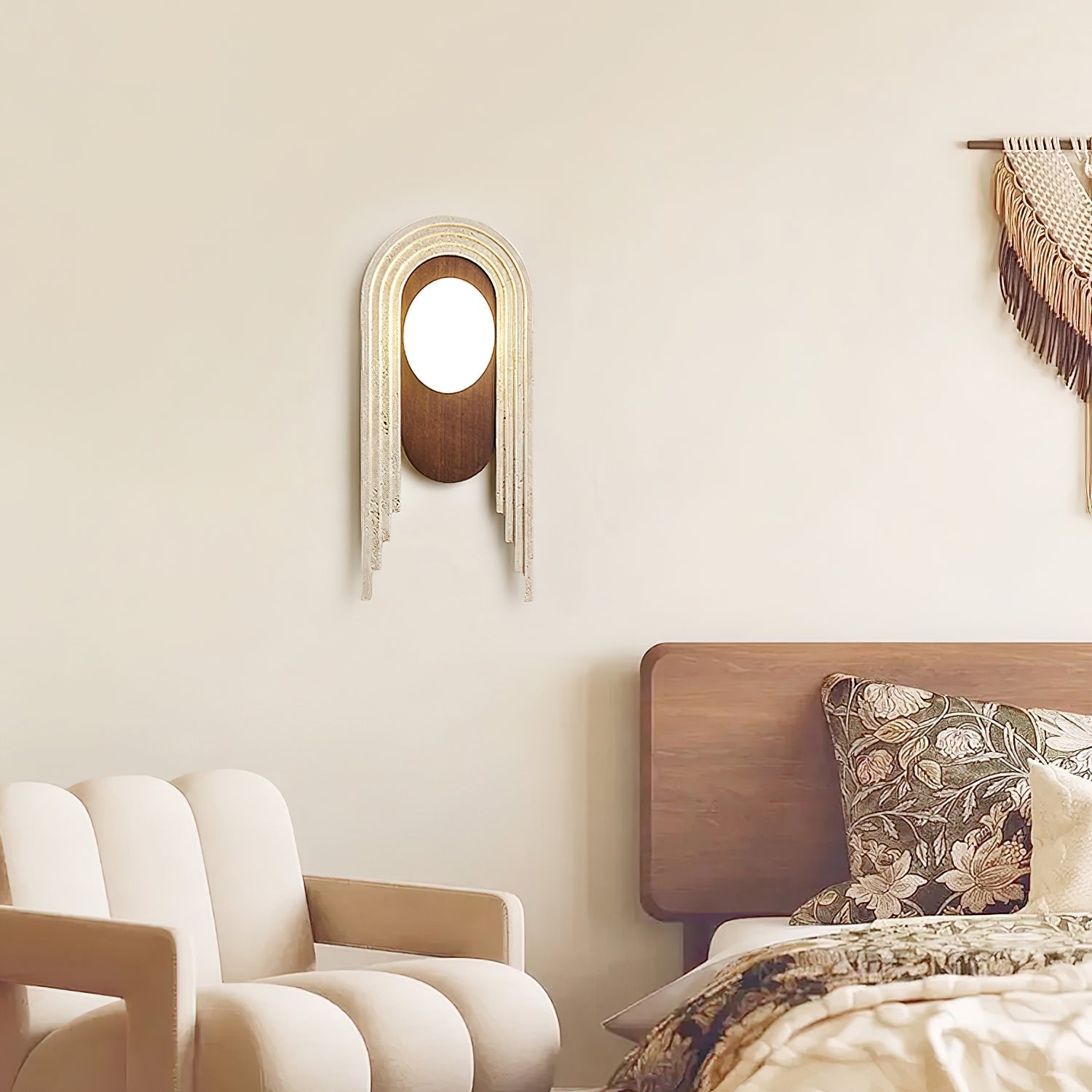 Uloryra Arch-Frame Travertine Wall Light - Blowlighting