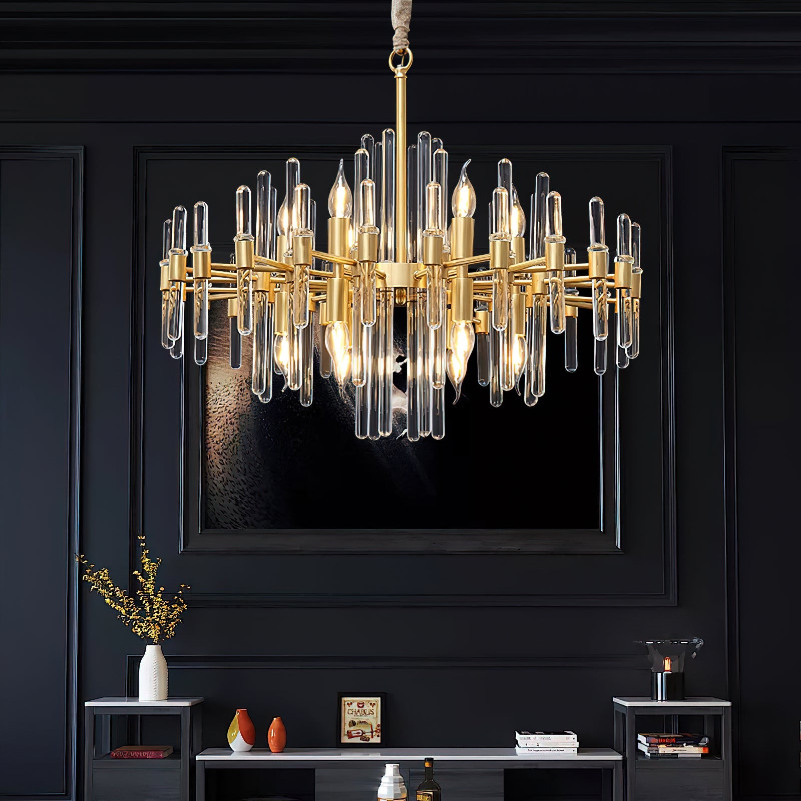 Vintage Antique Brass Chandelier - Blowlighting