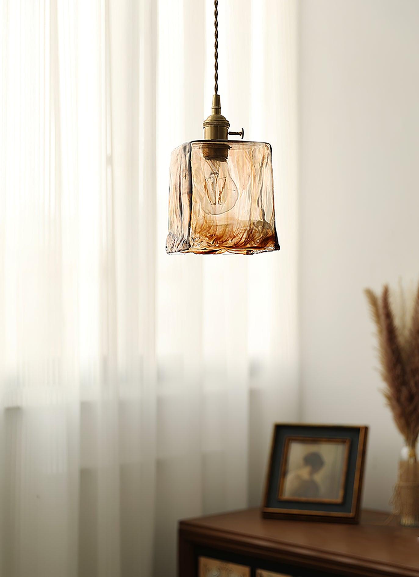 Vintage Brown Glass Pendant Light - Blowlighting