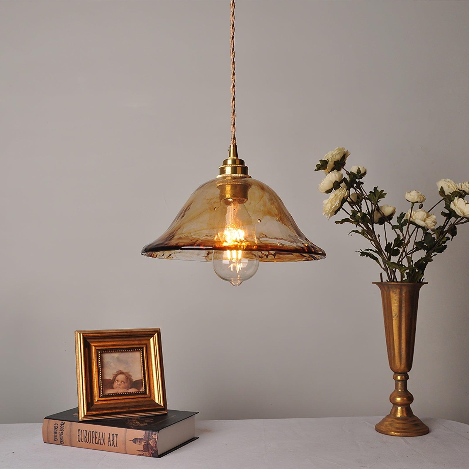 Vintage Brown Glass Pendant Light - Blowlighting