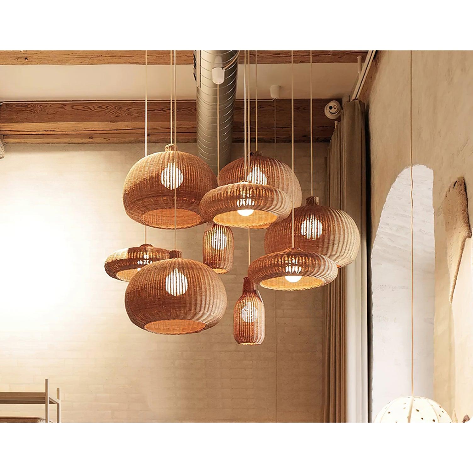 Vintage Rattan Pendant Lamp - Blowlighting