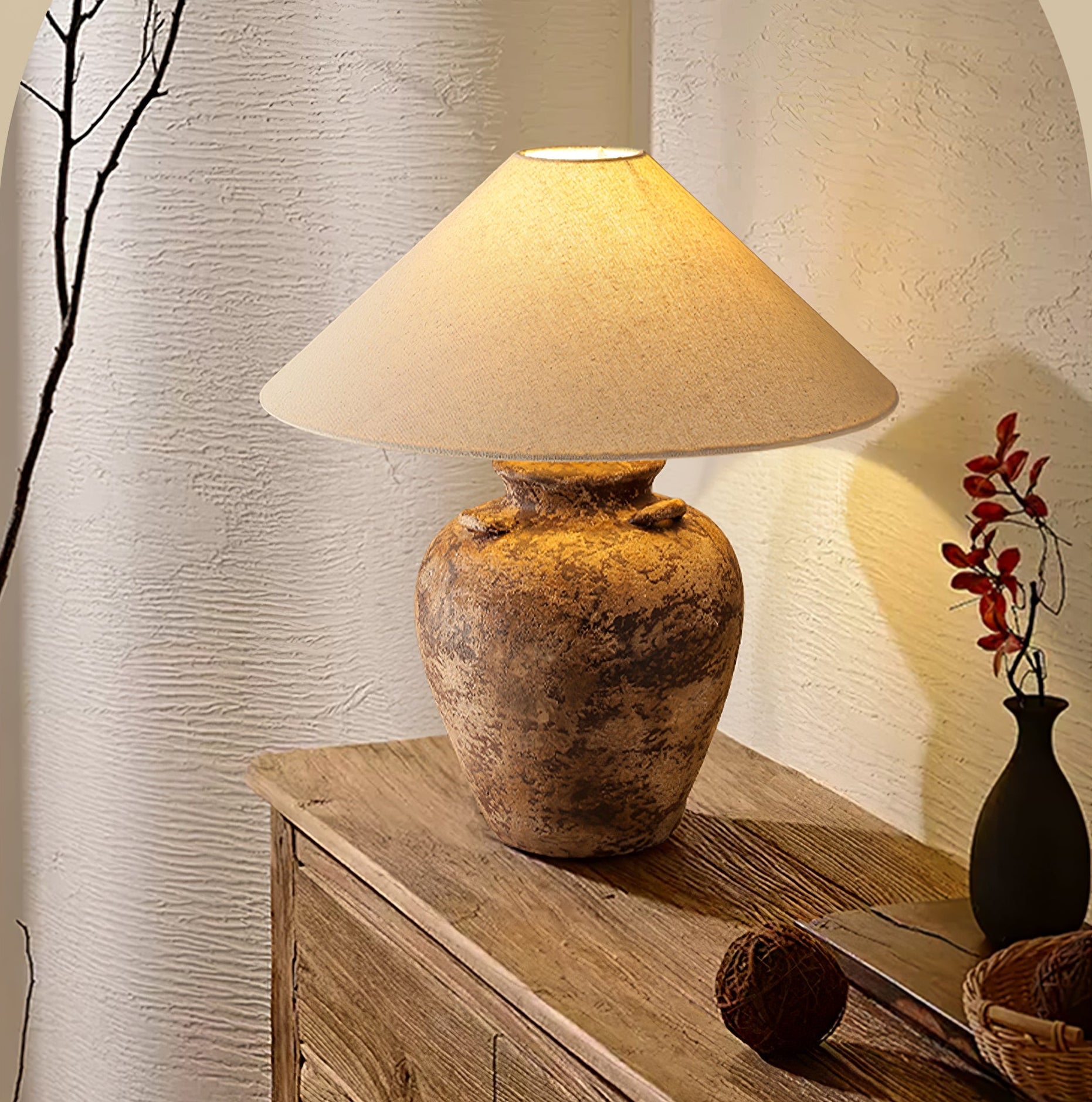 Vintage Terracotta Vase Table Lamp - Blowlighting