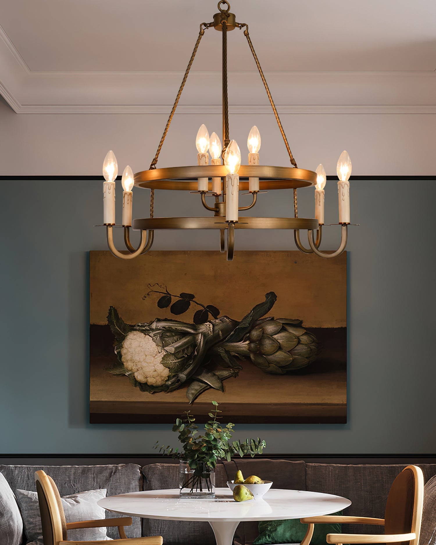 Vintara Brass Candle Chandelier - Blowlighting