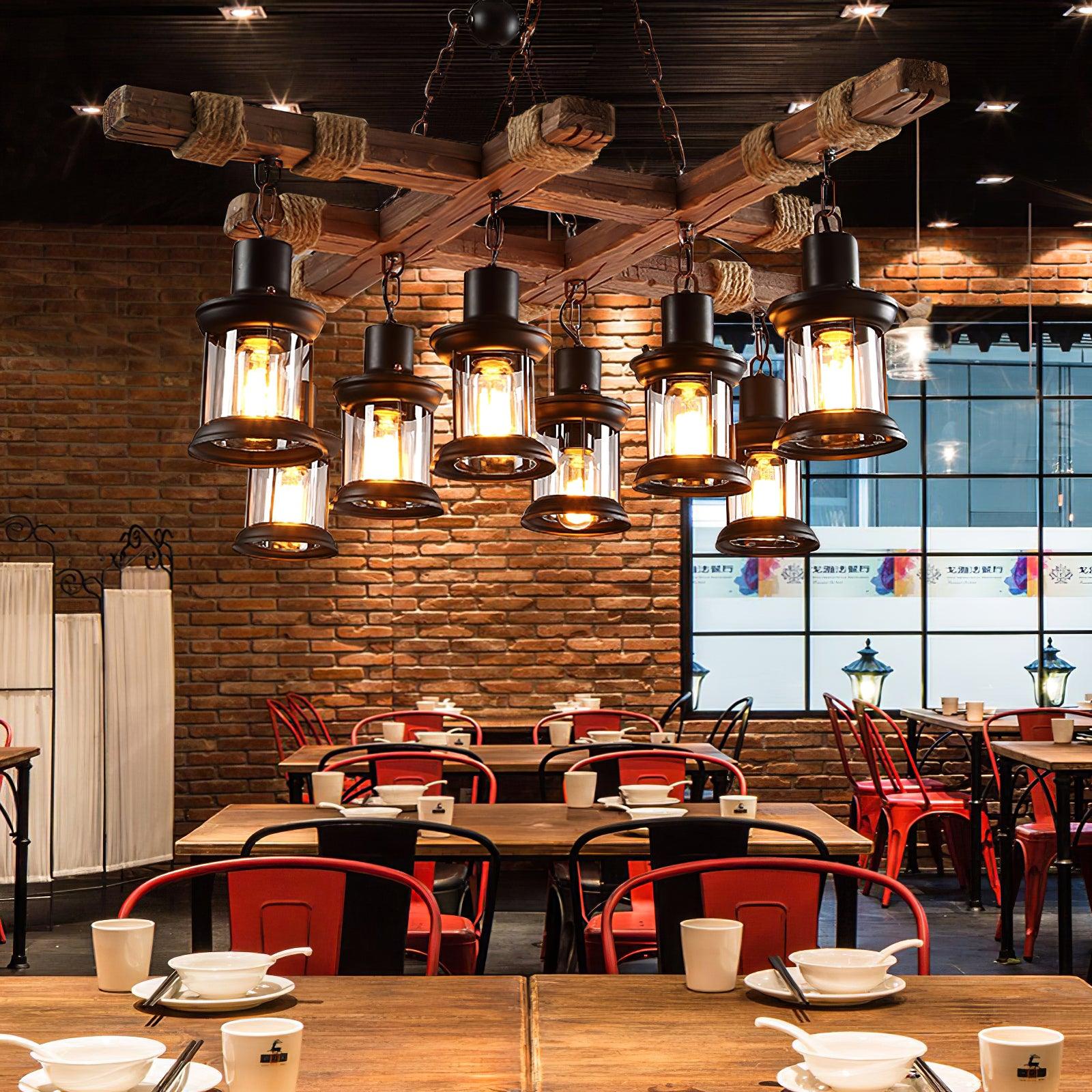 Vintage Wood Glass Chandeliers - Blowlighting