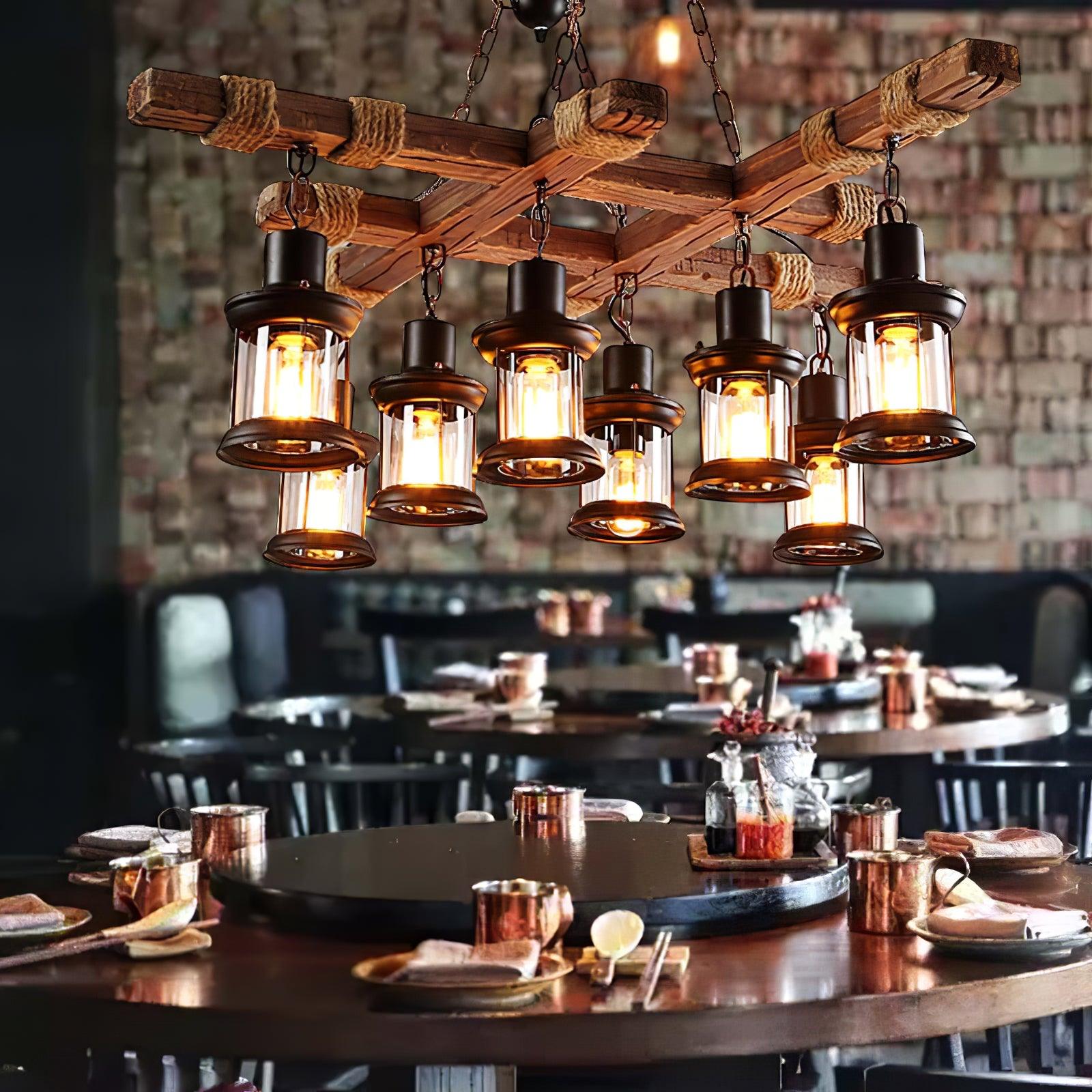 Vintage Wood Glass Chandeliers - Blowlighting