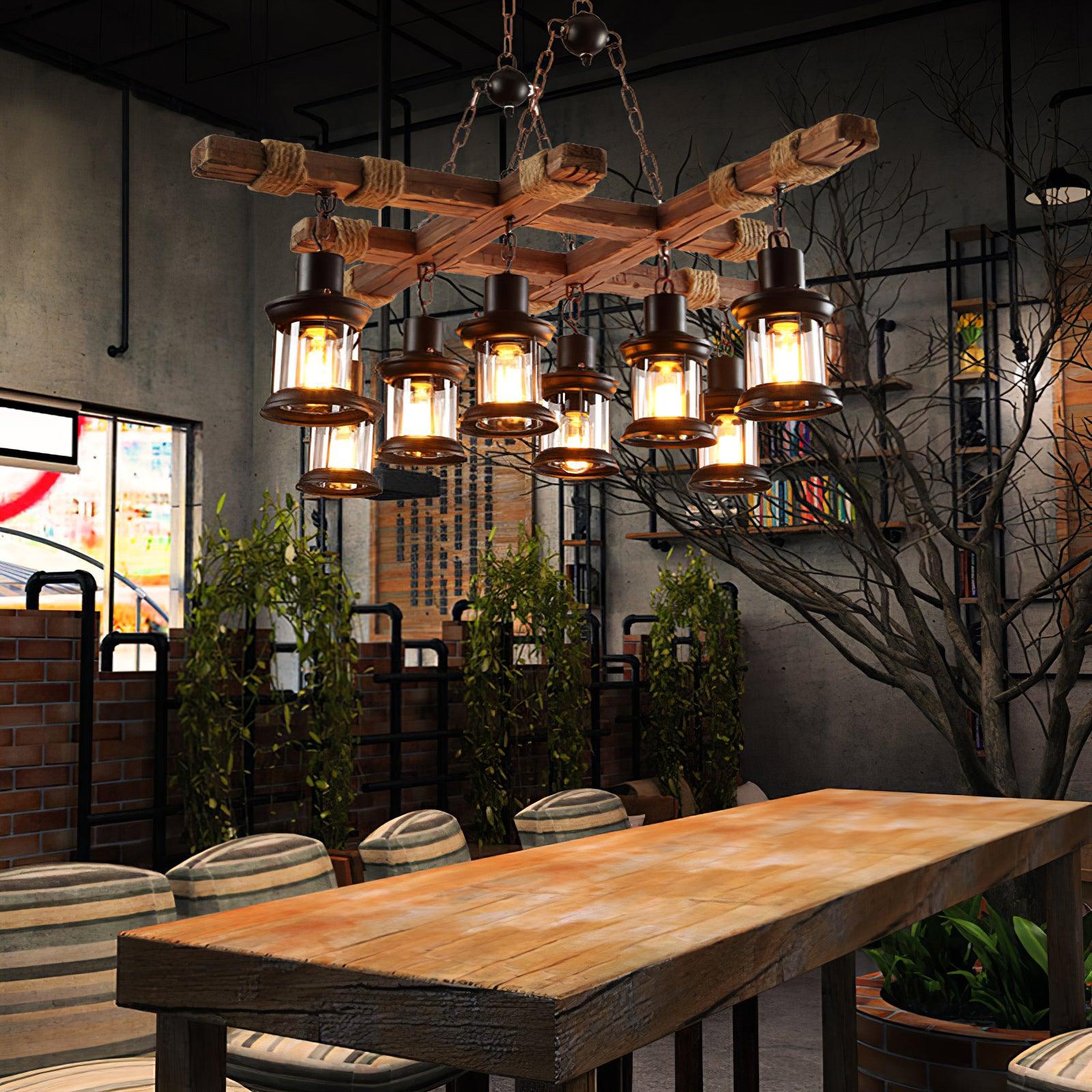 Vintage Wood Glass Chandeliers - Blowlighting