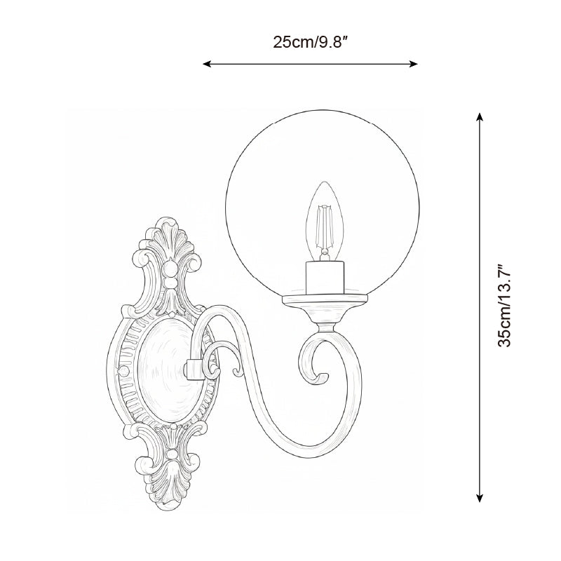 Tarose Vintage Brass Glass Wall Lamp