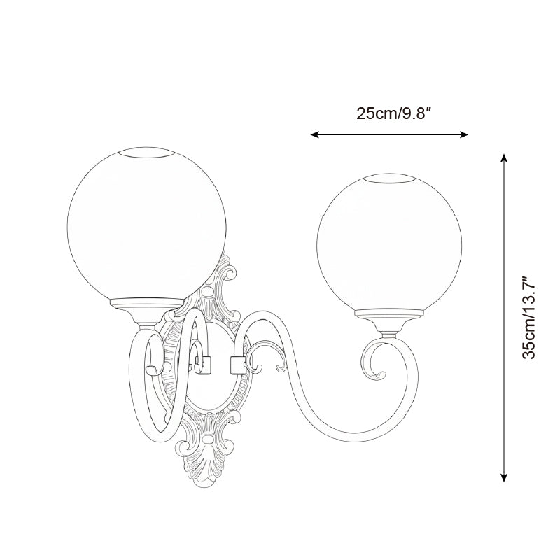 Tarose Vintage Brass Glass Wall Lamp