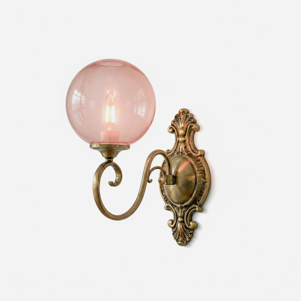 Tarose Vintage Brass Glass Wall Lamp
