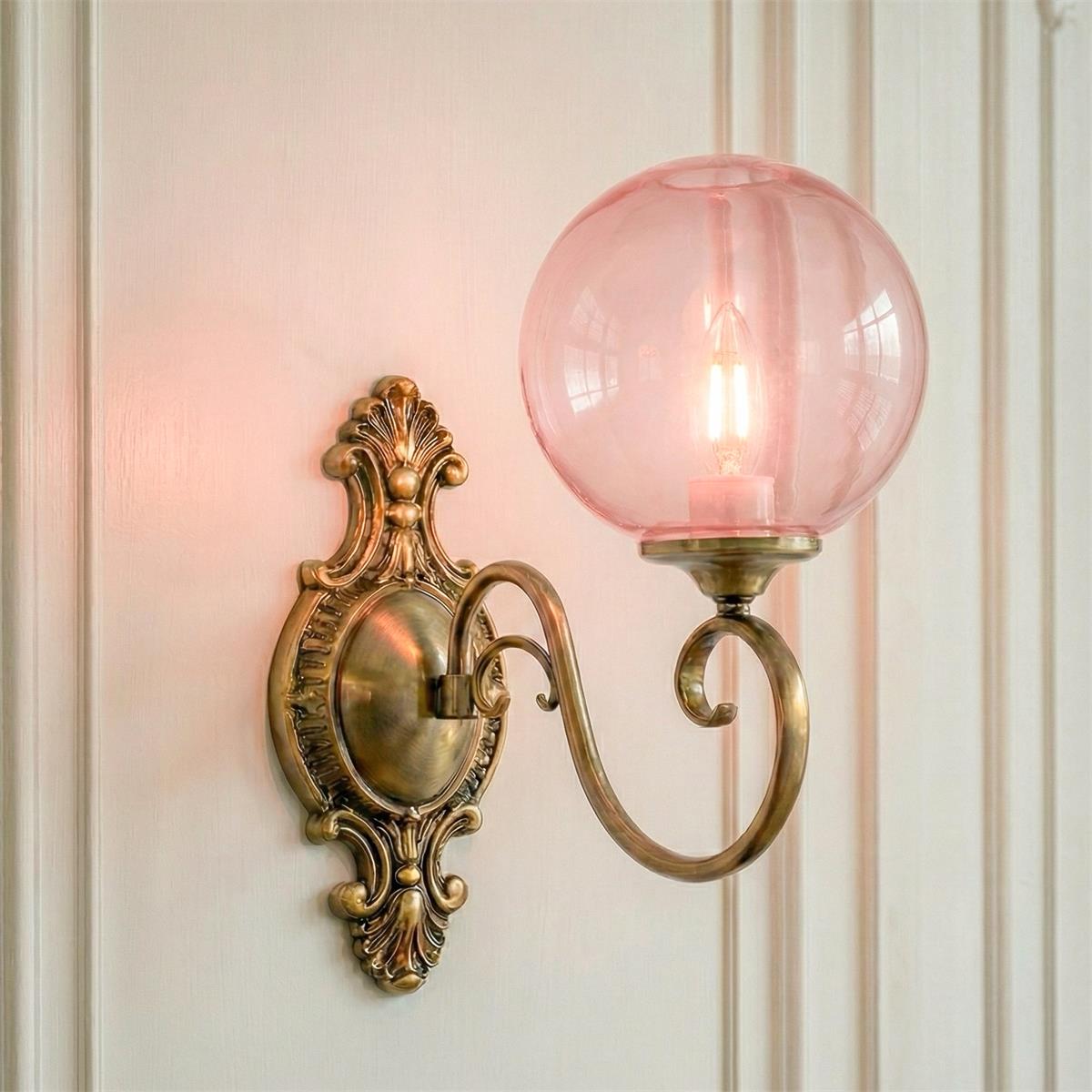Tarose Vintage Brass Glass Wall Lamp
