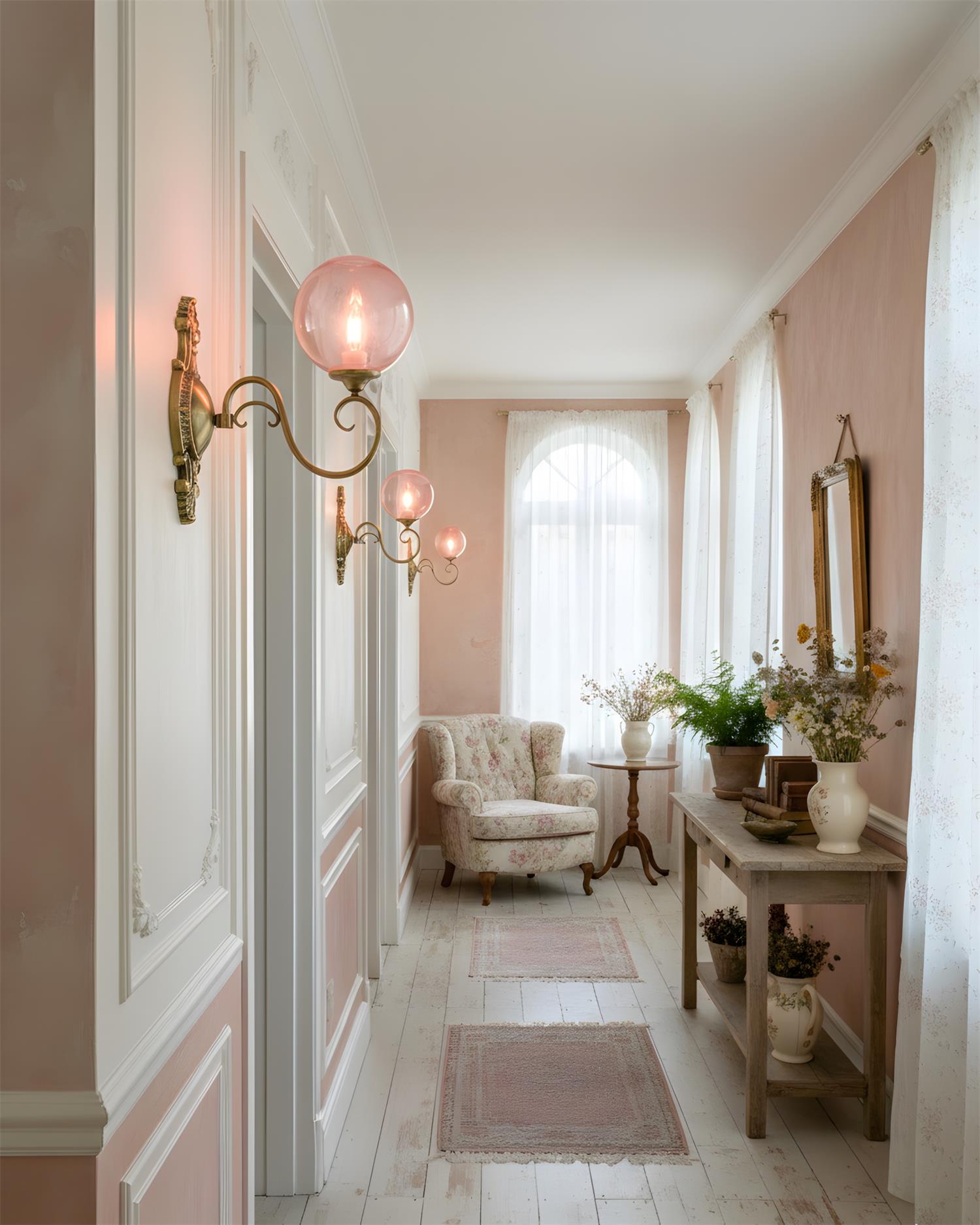 Tarose Vintage Brass Glass Wall Lamp